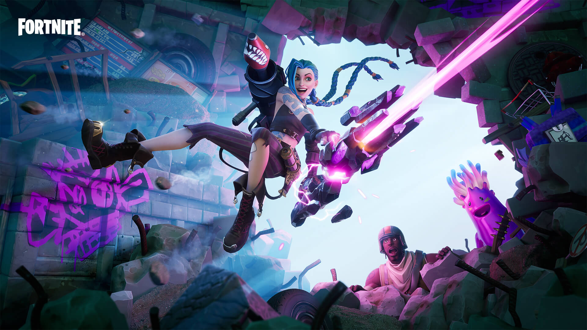 Download mobile wallpaper Video Game, Fortnite, Jinx (League Of Legends), Arcane (Tv Show) for free.