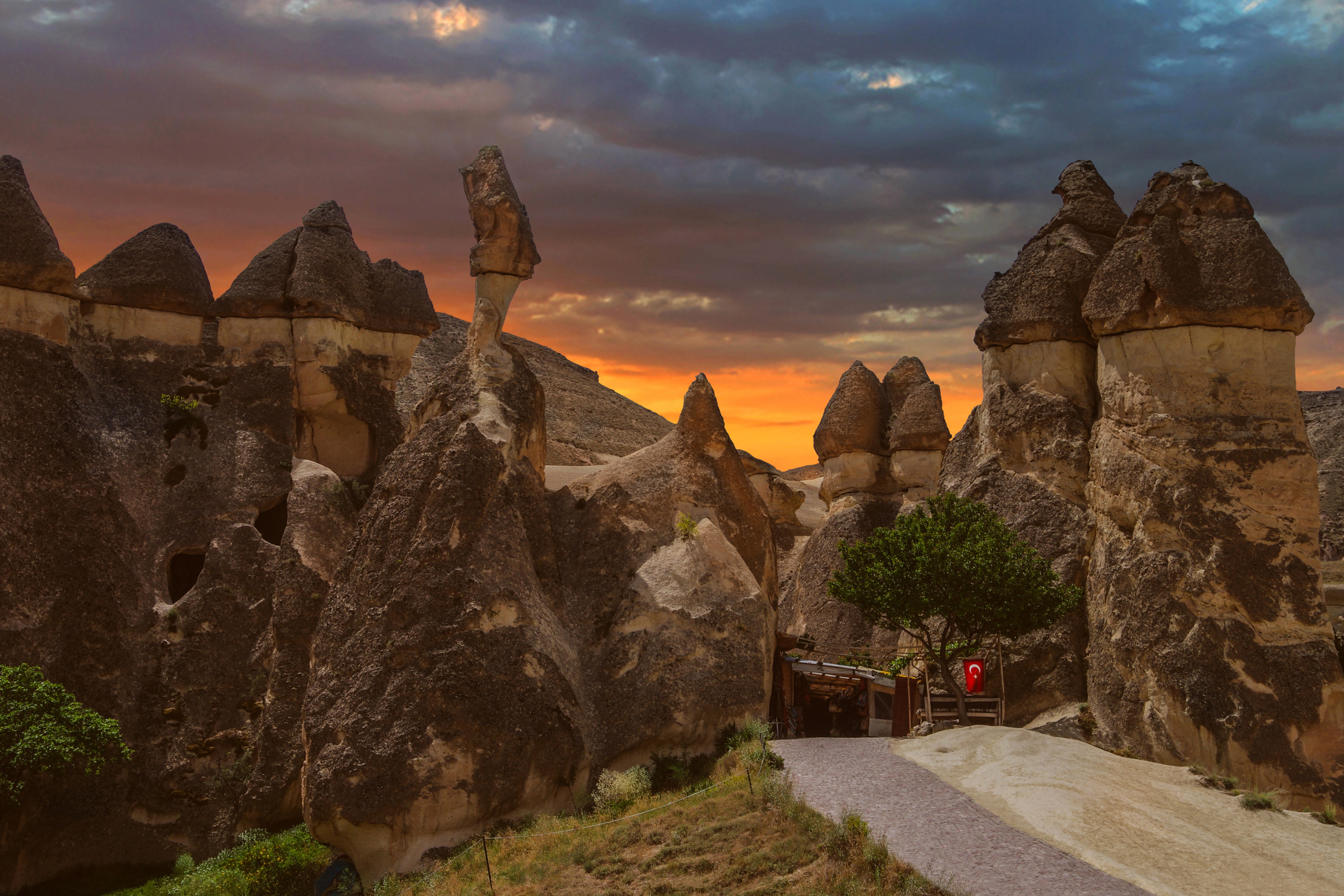 Free download wallpaper Landscape, Nature, Road, Photography, Turkey, Fairy Chimneys on your PC desktop