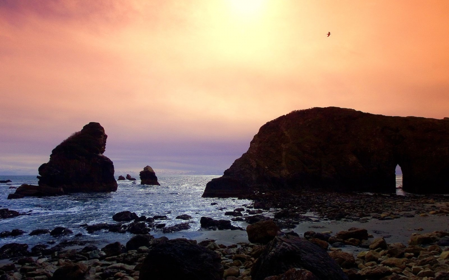 Laden Sie das Sunset, Stones, Sea, Landschaft-Bild kostenlos auf Ihren PC-Desktop herunter