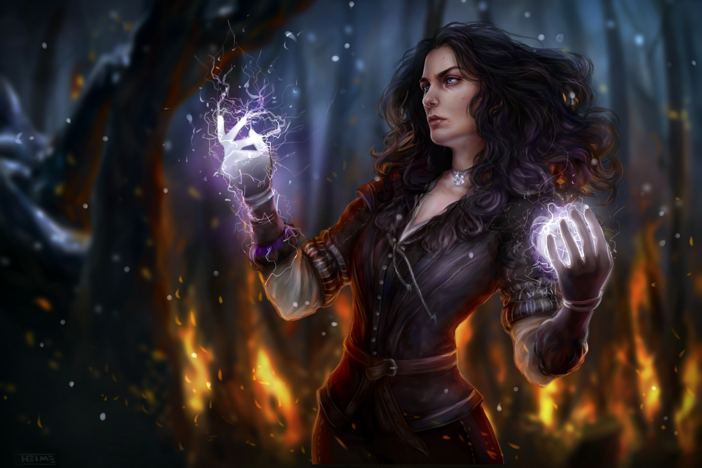 Download mobile wallpaper Magic, Witch, Video Game, Black Hair, The Witcher, The Witcher 3: Wild Hunt, Yennefer Of Vengerberg for free.