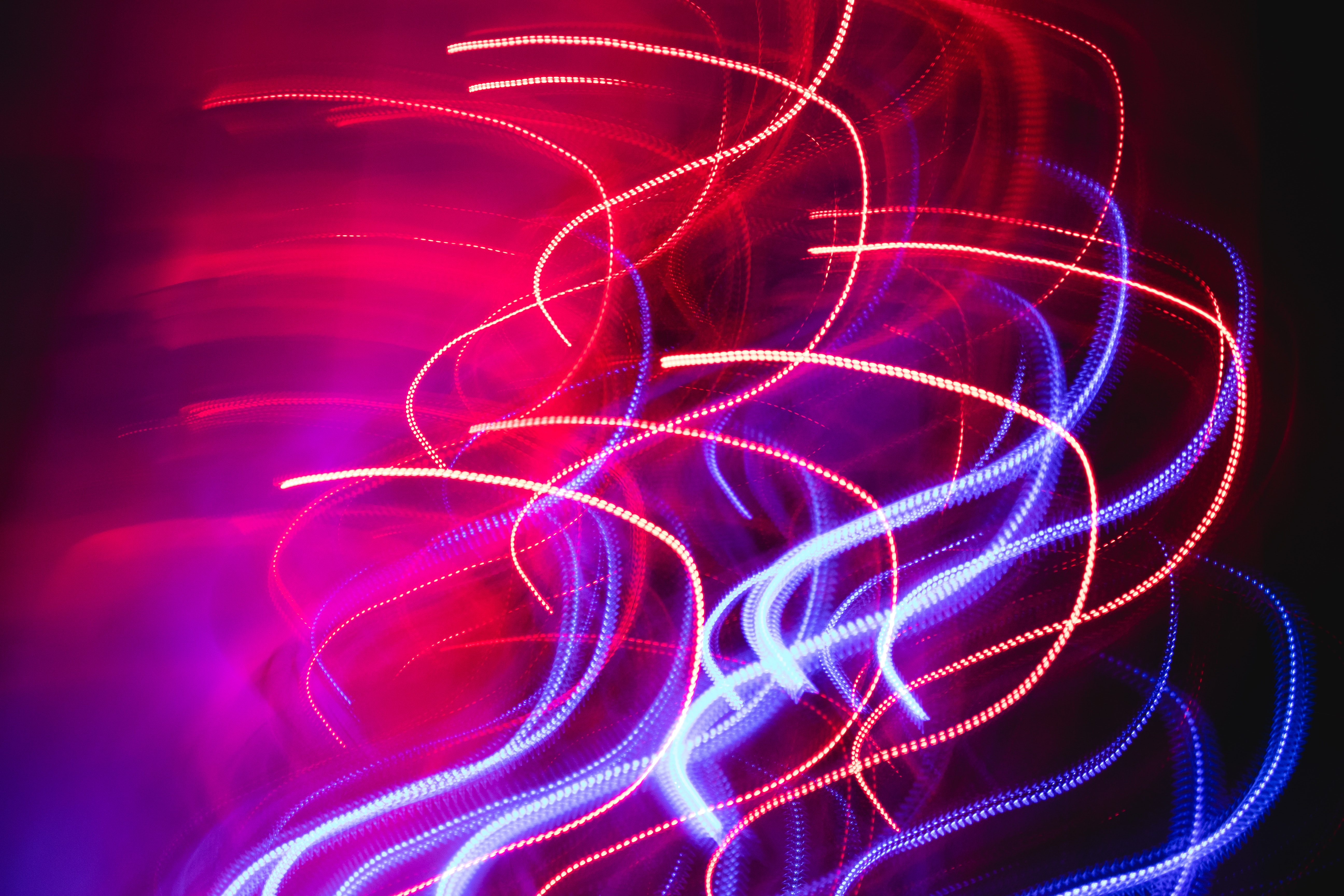 abstract, red, lines, wavy, neon, glow, intermittent