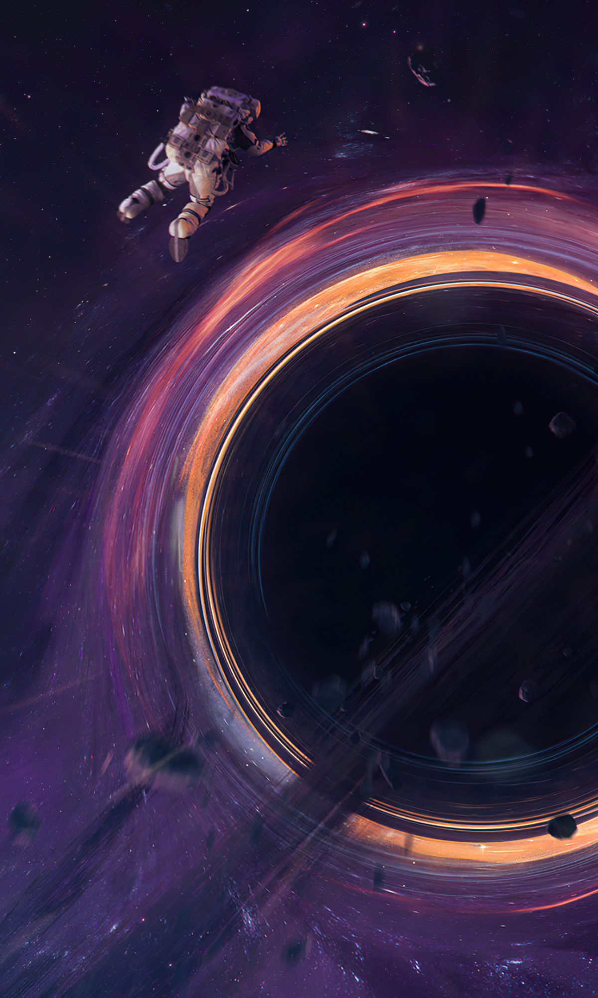 Download mobile wallpaper Space, Sci Fi, Black Hole, Astronaut for free.