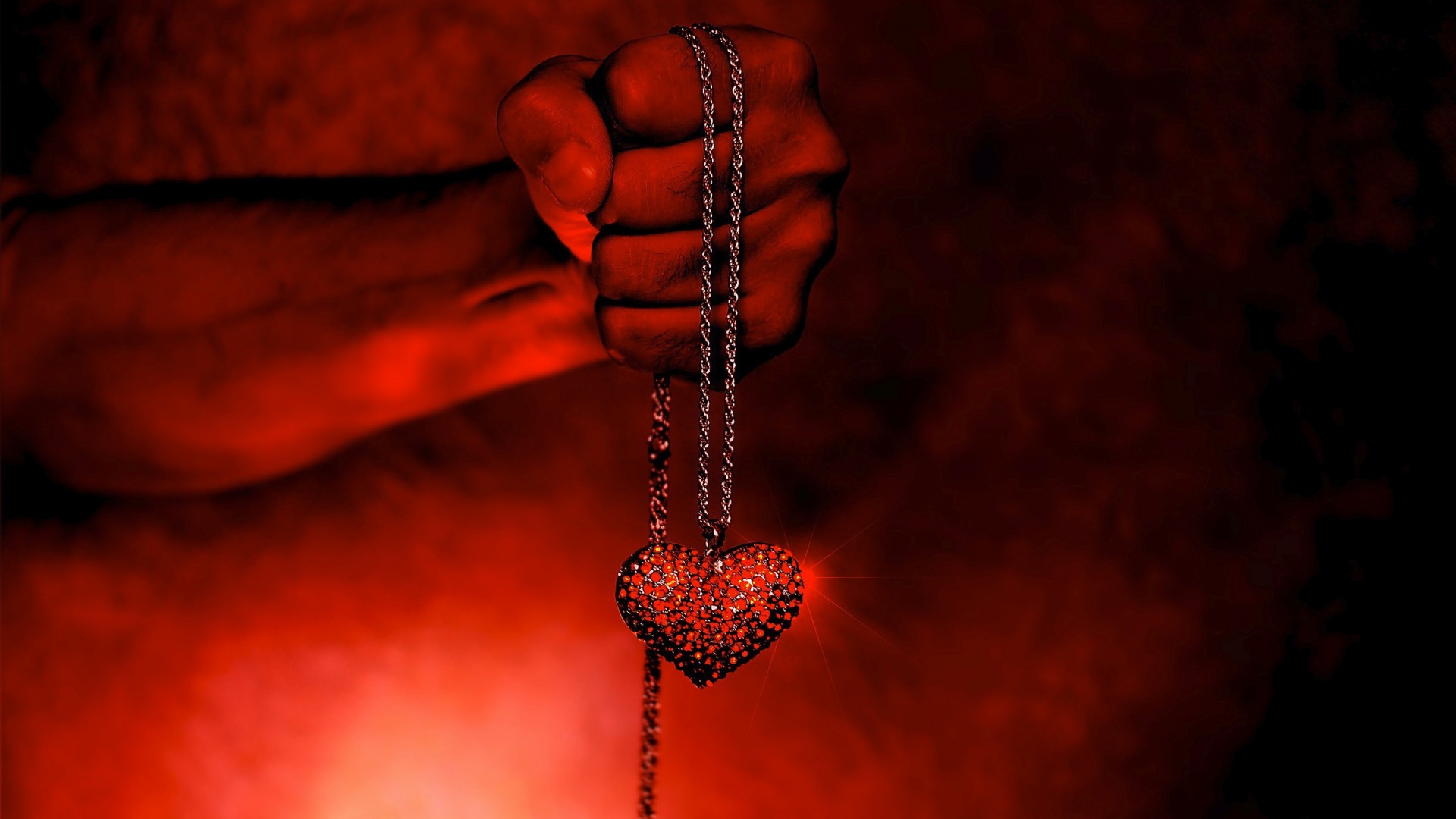 artistic, love, chain, hand, heart, red, sparkles