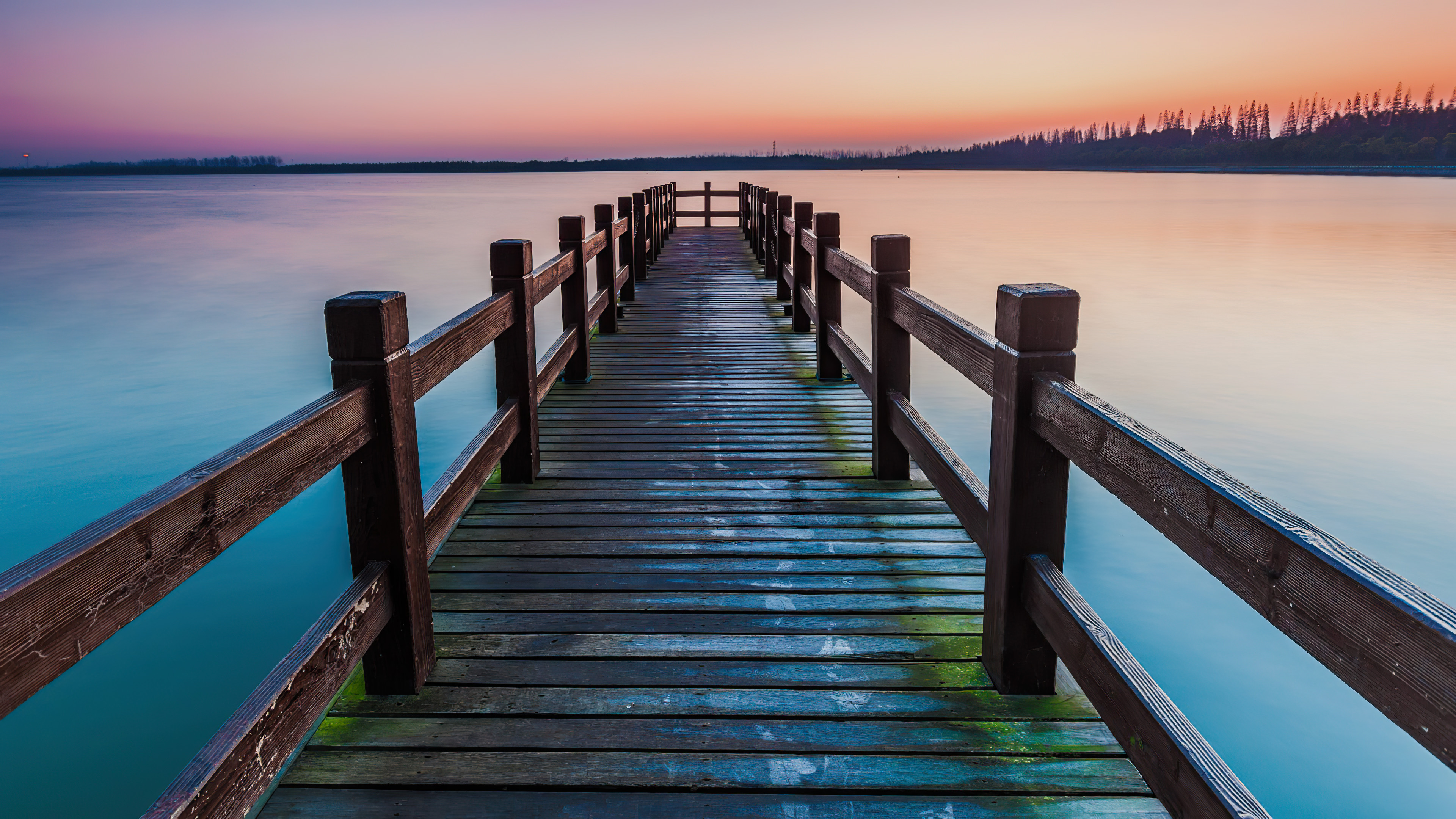 man made, pier, lake, sunset, wooden
