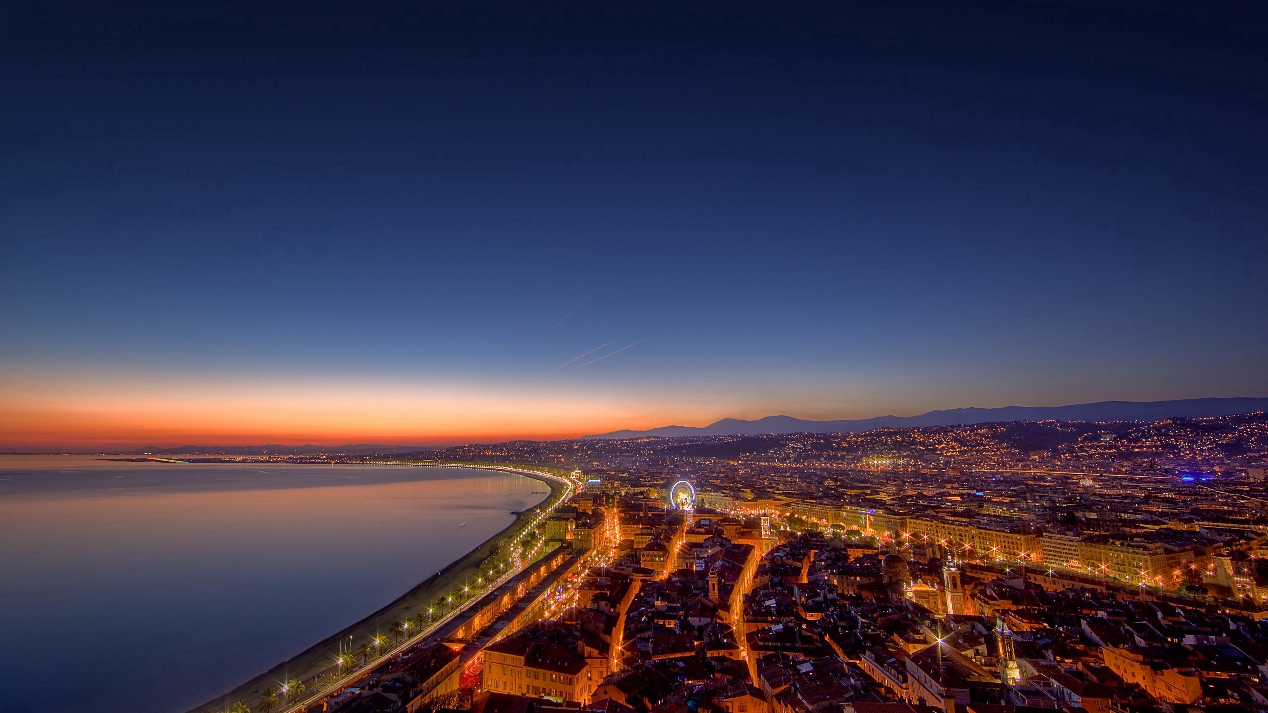cities, evening, city, building, view from above, embankment, quay Desktop Wallpaper