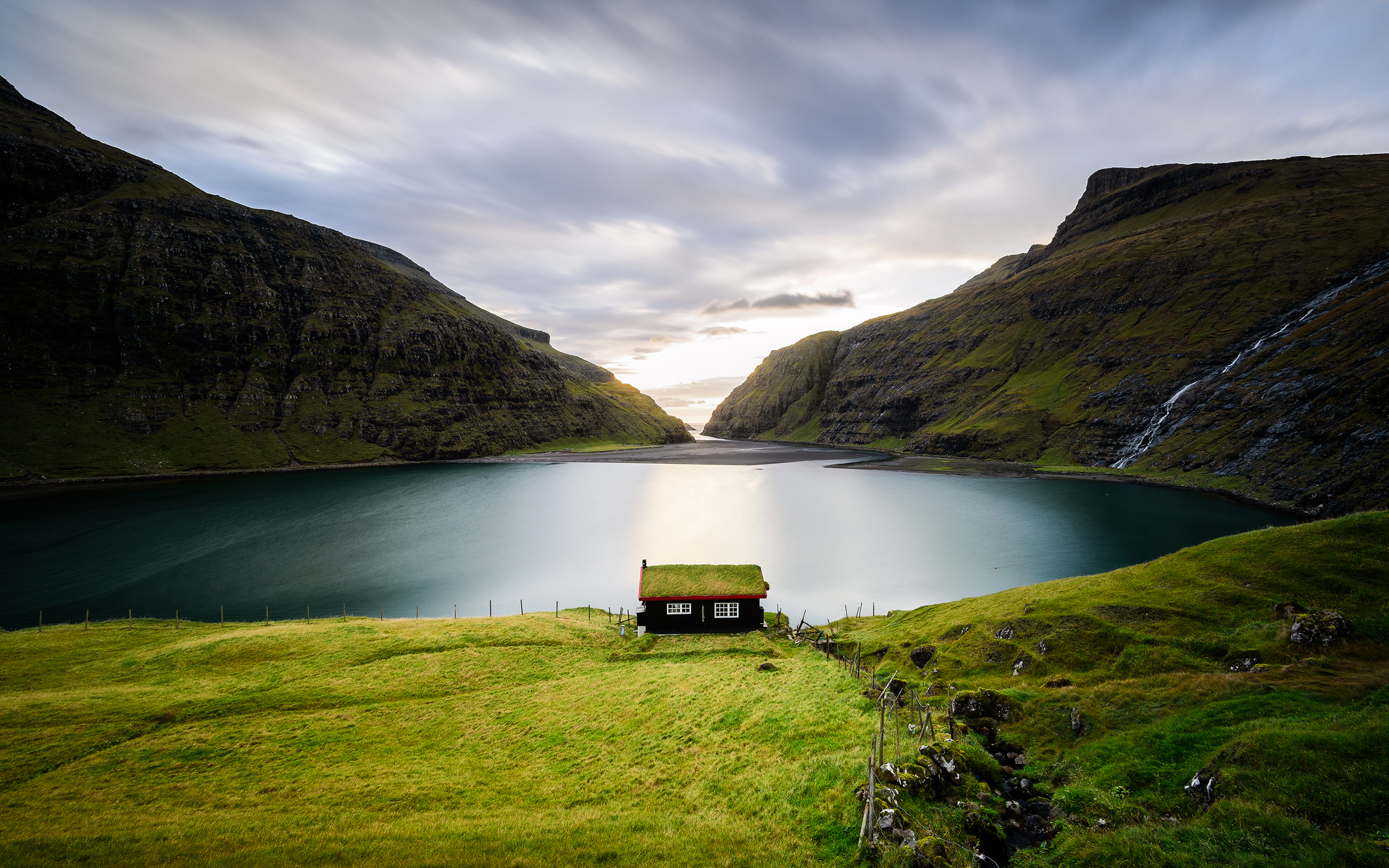 Download mobile wallpaper Landscape, Mountain, Lake, Cabin, Man Made for free.