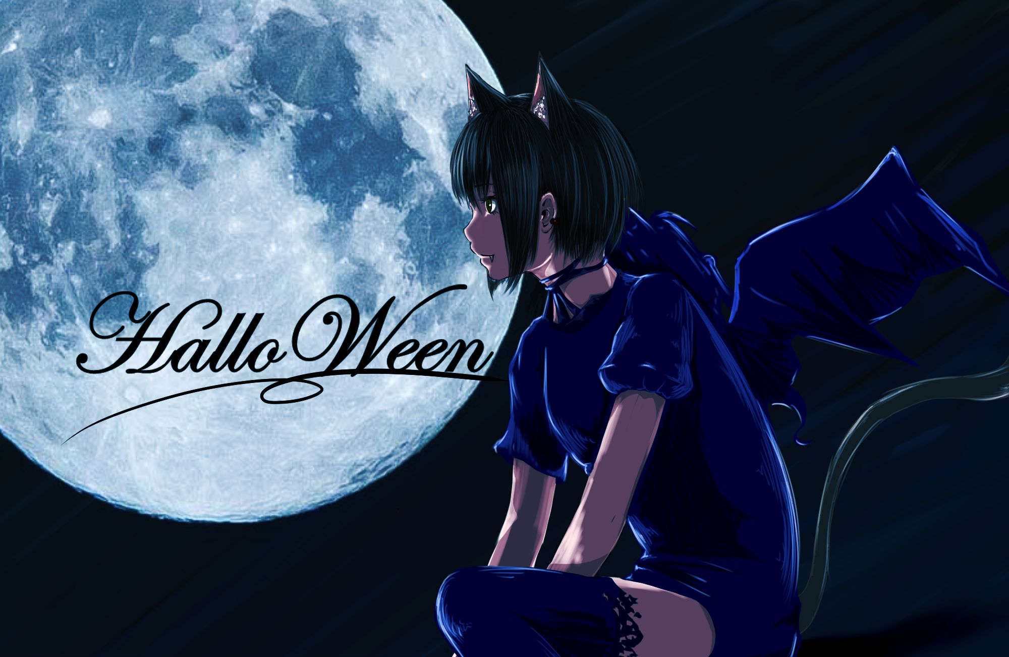Free download wallpaper Anime, Halloween, Original, Cat Girl on your PC desktop