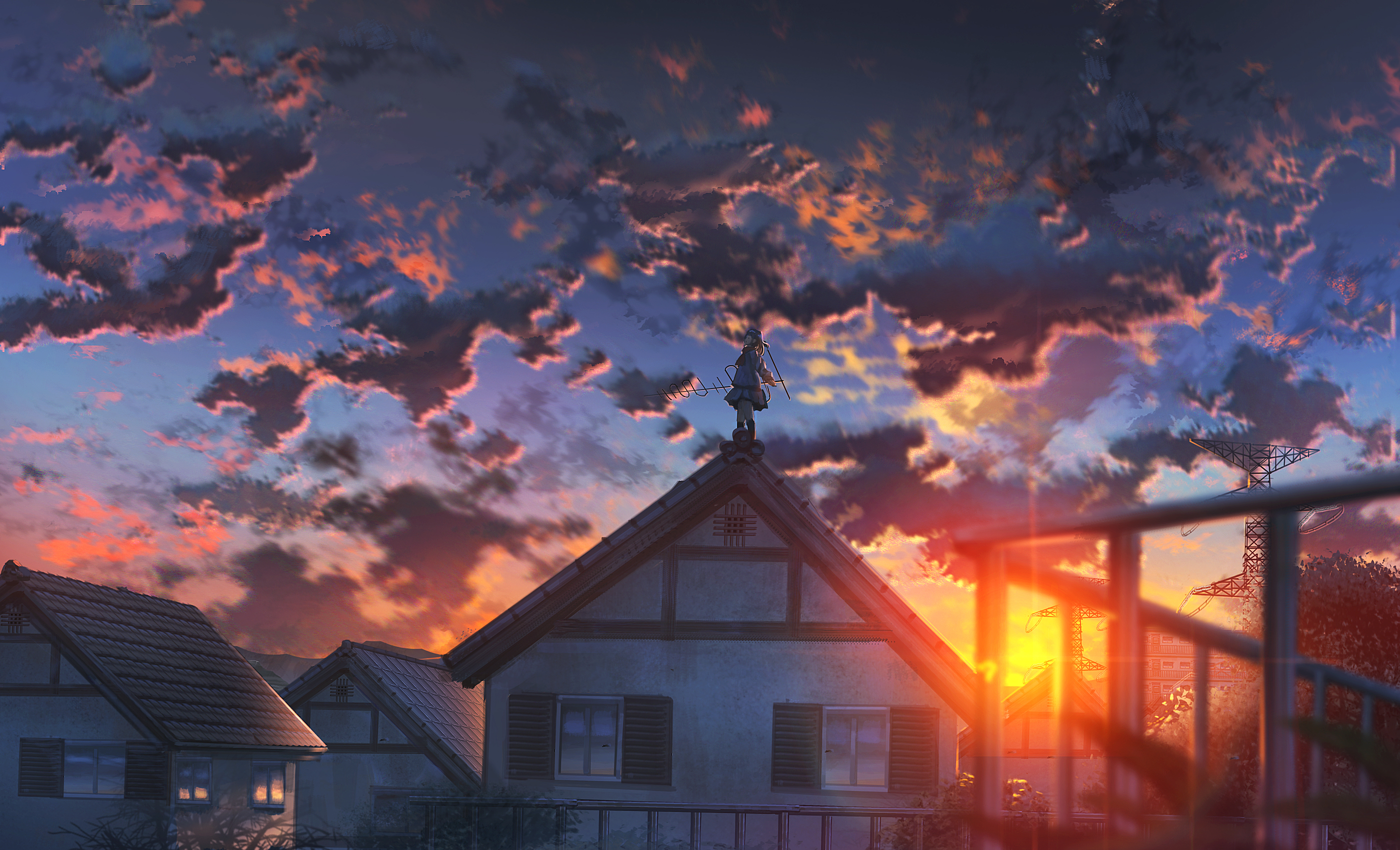 Baixar papel de parede para celular de Anime, Pôr Do Sol, Céu, Aurora gratuito.