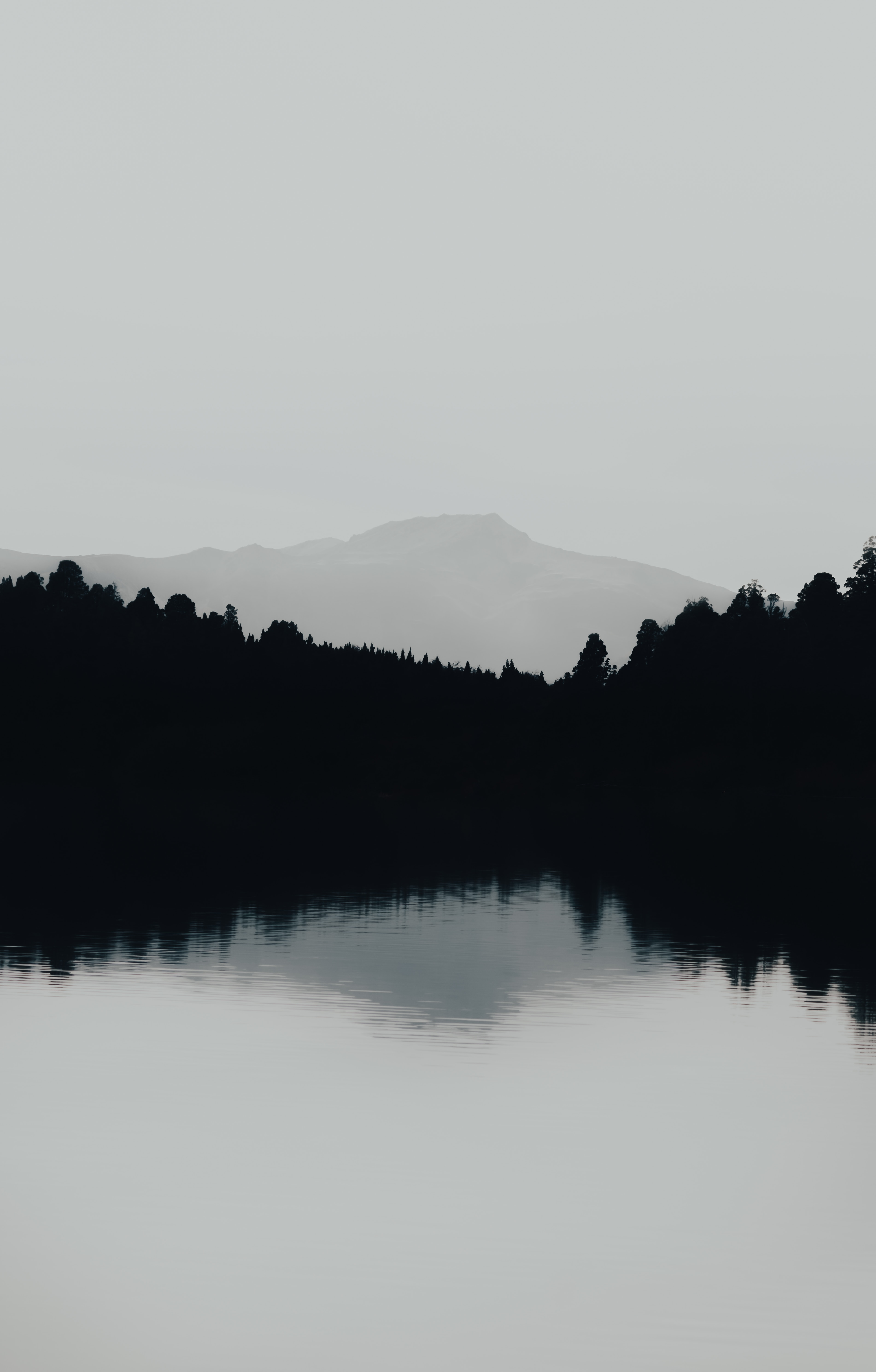 bw, chb, landscape, nature, mountain, lake, fog mobile wallpaper