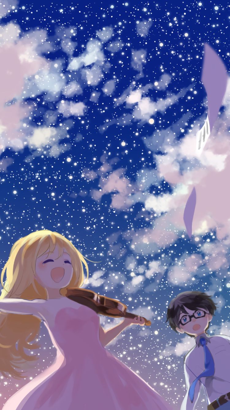 Handy-Wallpaper Animes, Kousei Arima, Kaori Miyazono, Ihre Lüge Im April kostenlos herunterladen.