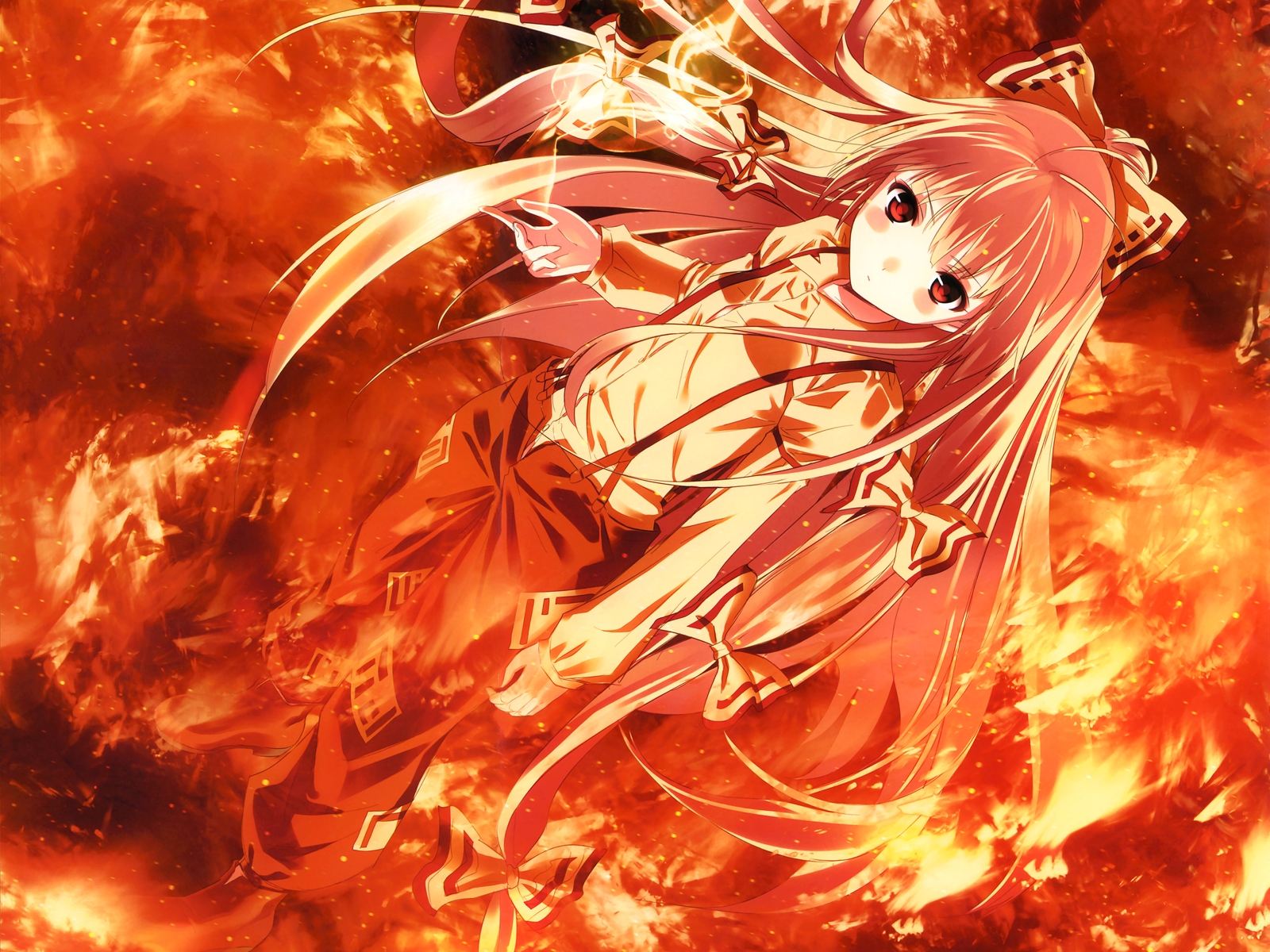 221304 baixar papel de parede anime, touhou, fogo, chamas, fujiwara no mokou, olhos vermelhos, donzela do santuário - protetores de tela e imagens gratuitamente