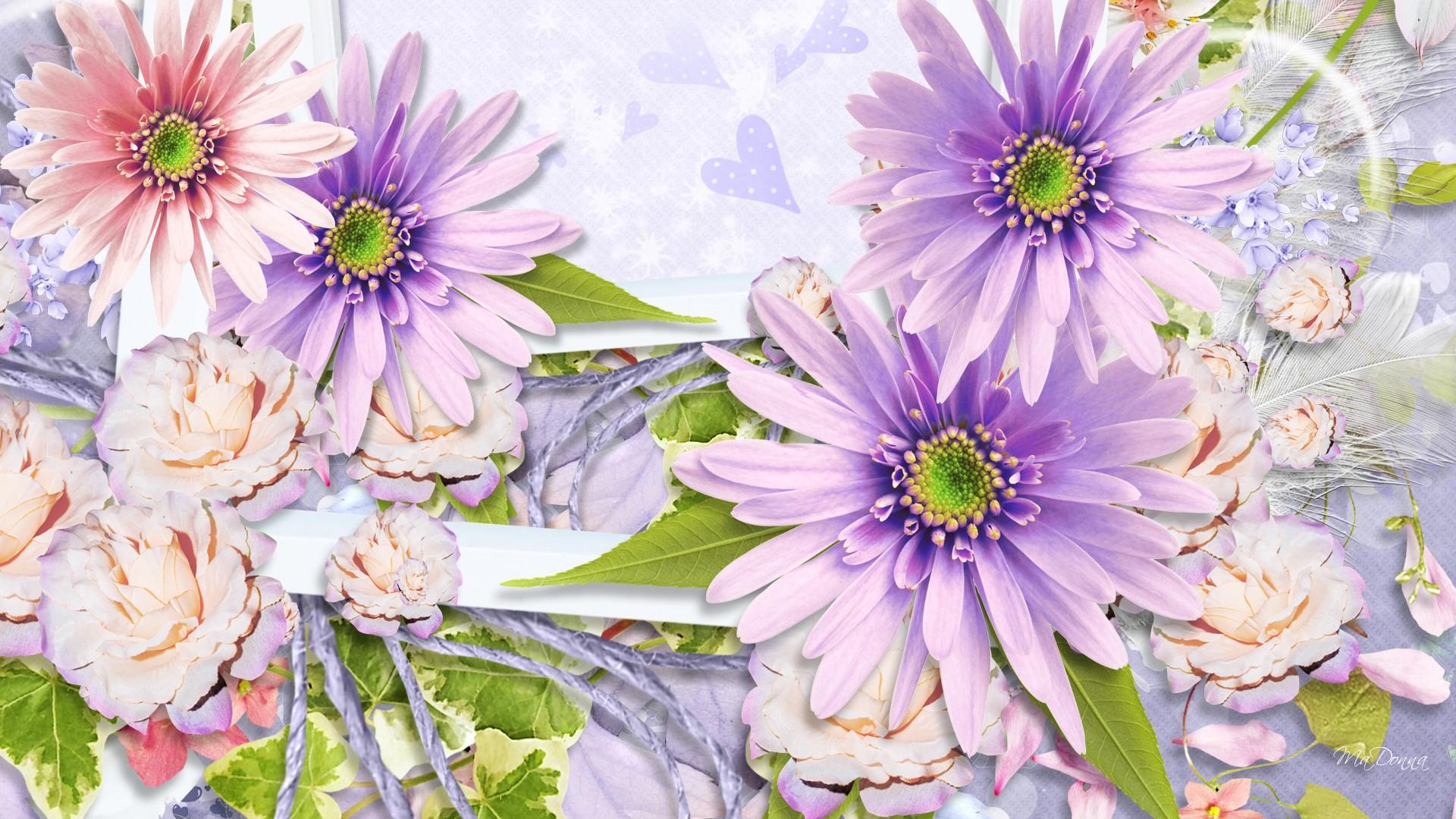 Download mobile wallpaper Flowers, Flower, Artistic, Daisy, Purple Flower, Pink Flower for free.