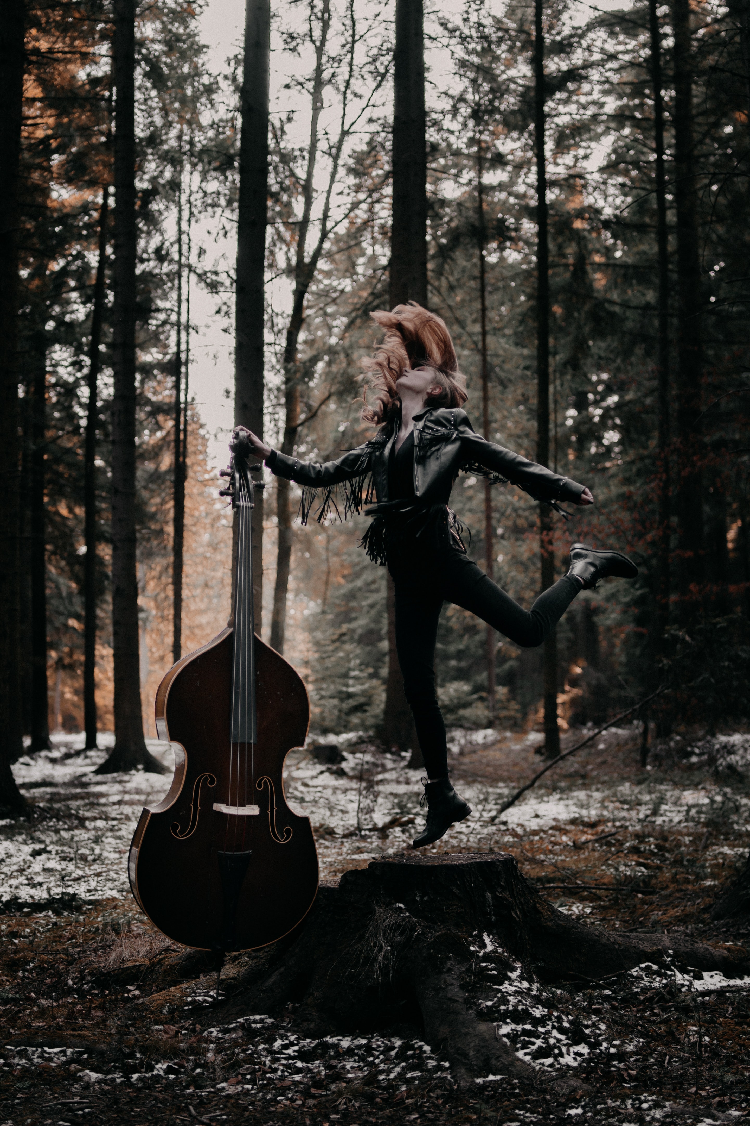 Free download wallpaper Forest, Musical Instrument, Girl, Music on your PC desktop