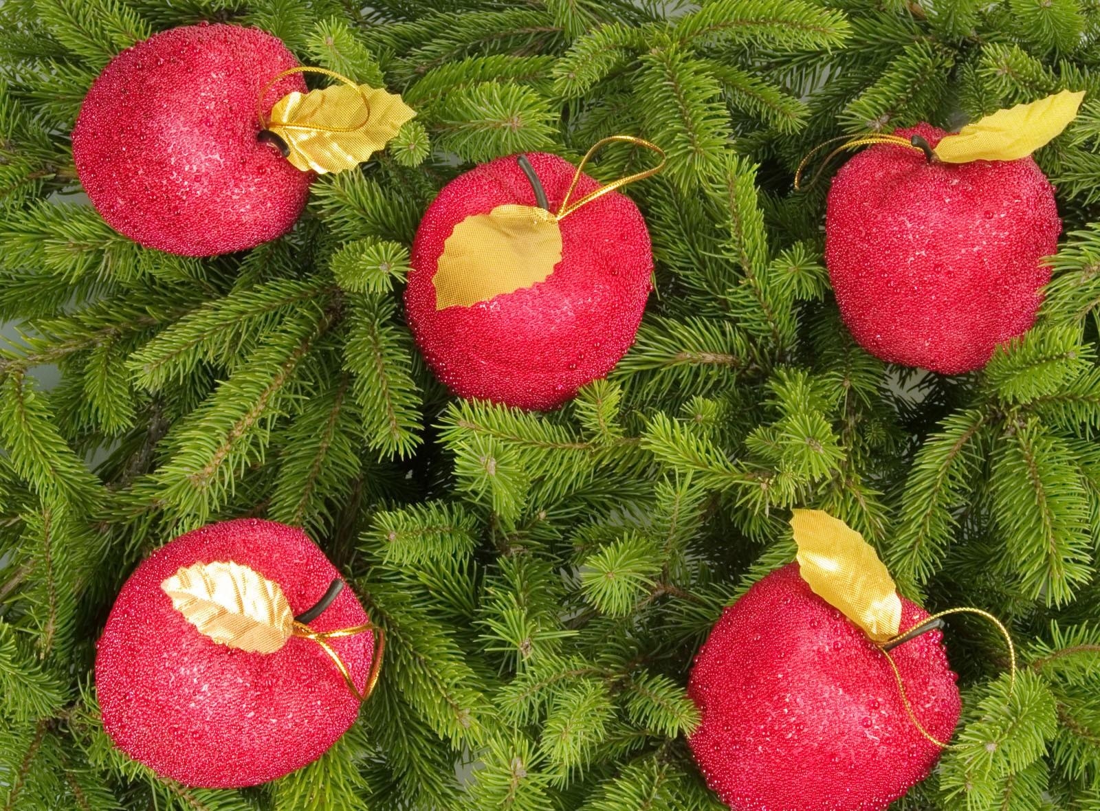 holidays, new year, apples, christmas, holiday, branches, needles, christmas decorations, christmas tree toys, christmas tree