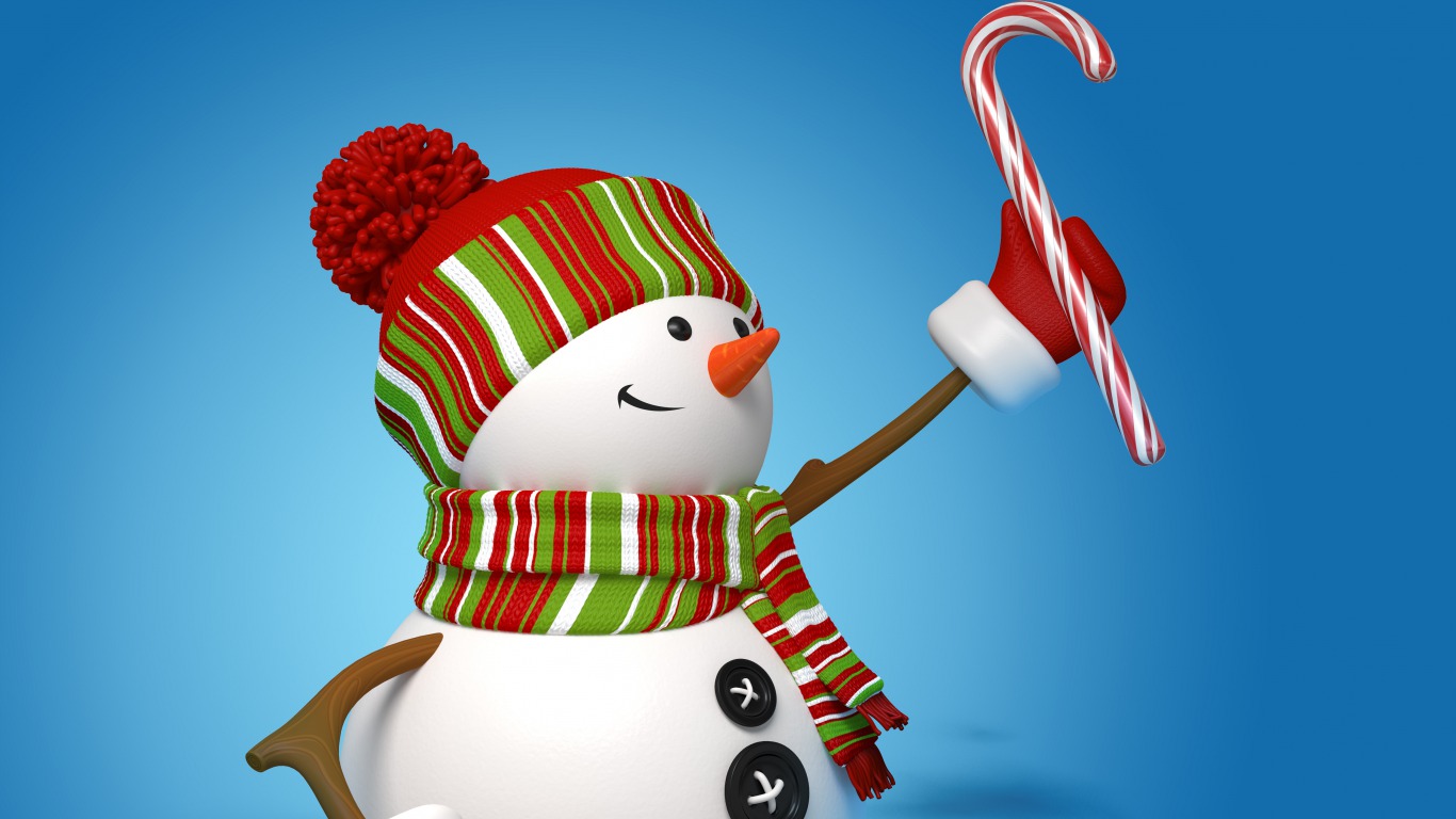 Скачать картинку Рождество, Снеговик, Праздничные, Конфета Тростник в телефон бесплатно.