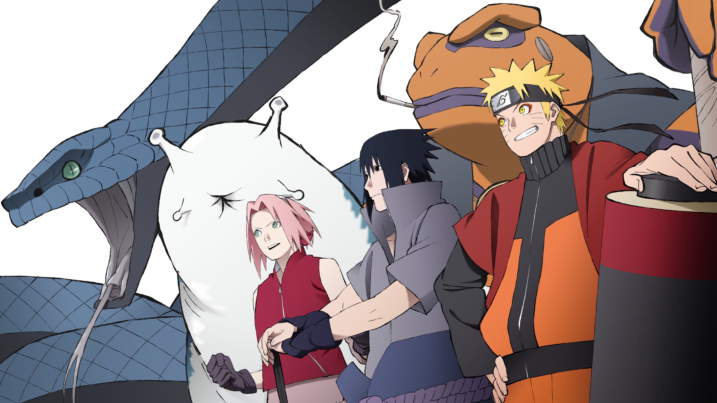 Descarga gratuita de fondo de pantalla para móvil de Naruto, Animado, Sasuke Uchiha, Sakura Haruno, Naruto Uzumaki, Gamakichi (Naruto), Katsuyu (Naruto).