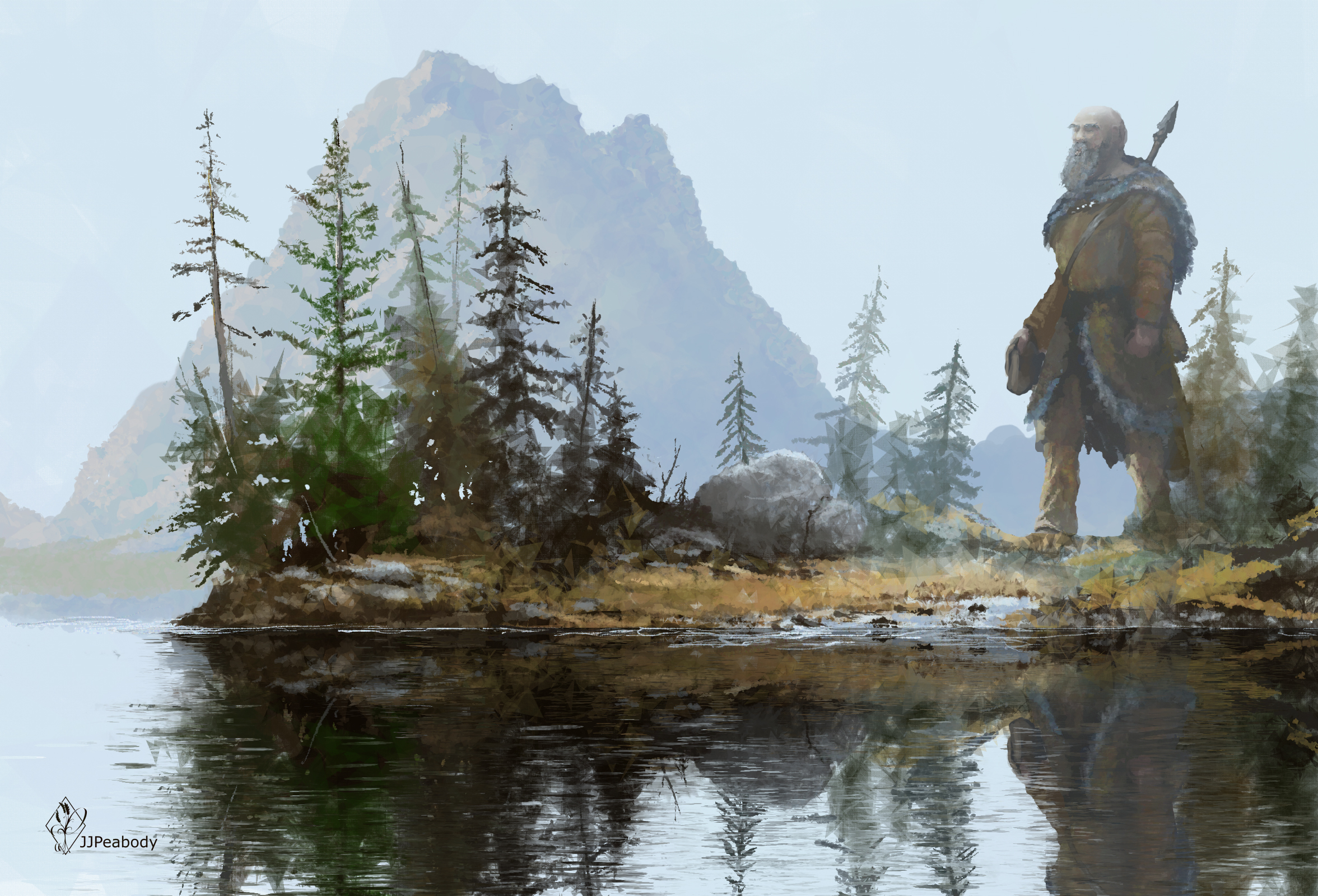 Free download wallpaper Landscape, Fantasy, Reflection, Warrior, Giant on your PC desktop