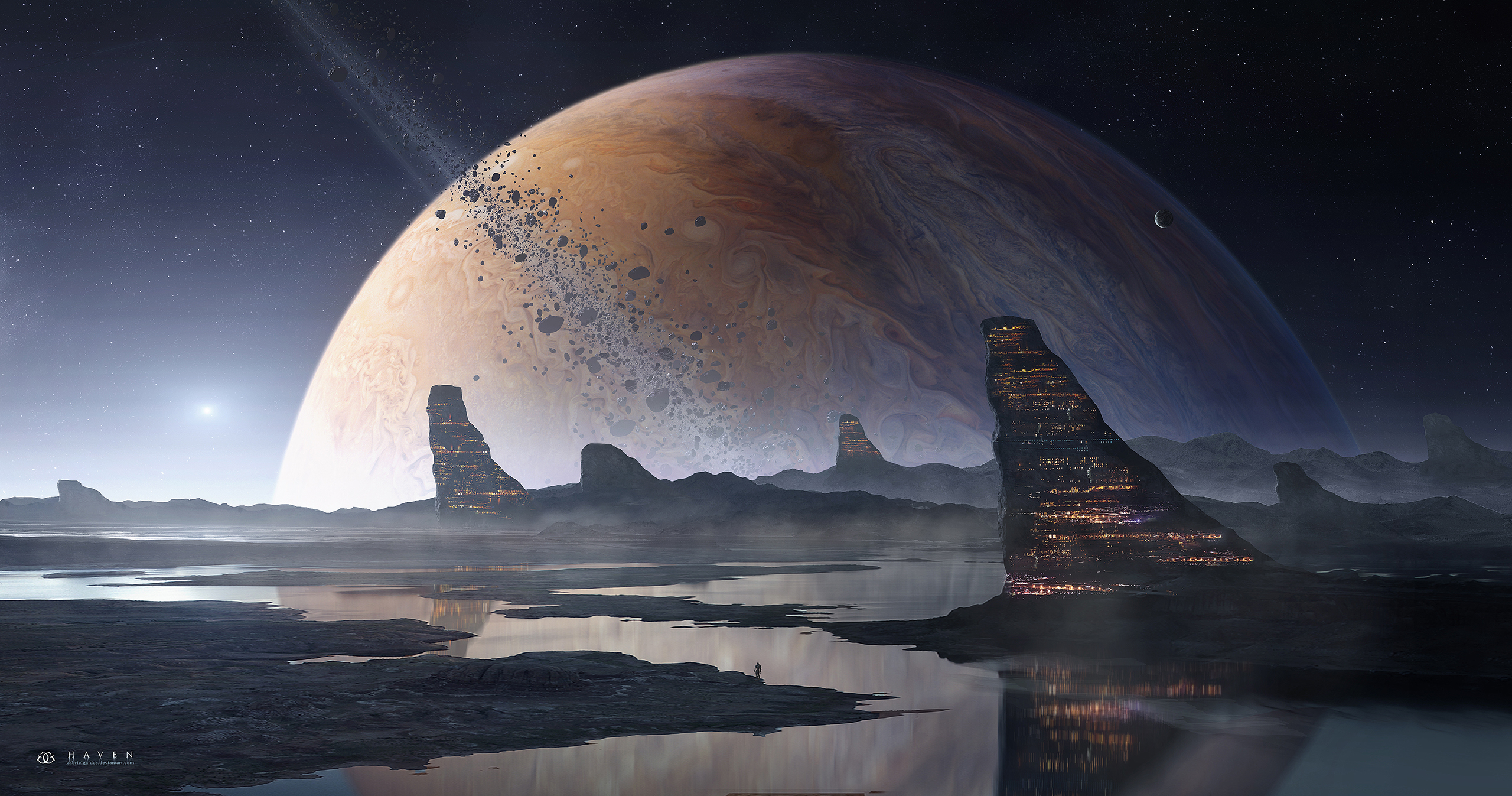 Free download wallpaper Landscape, Reflection, Planet, Sci Fi on your PC desktop