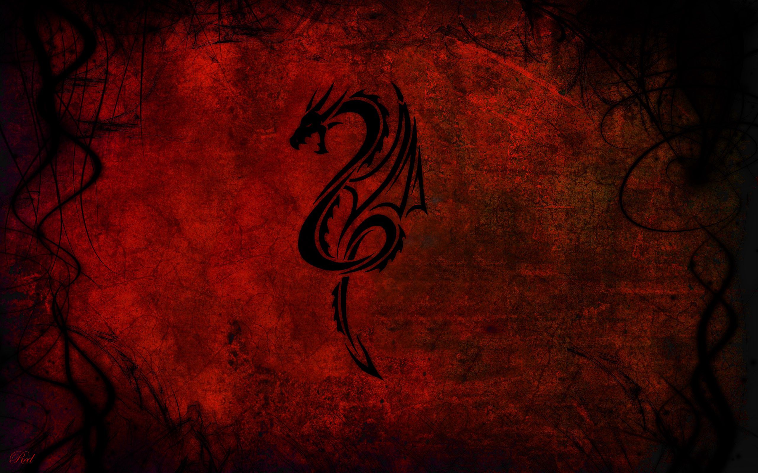 Download background dark, abstract, dragon, style
