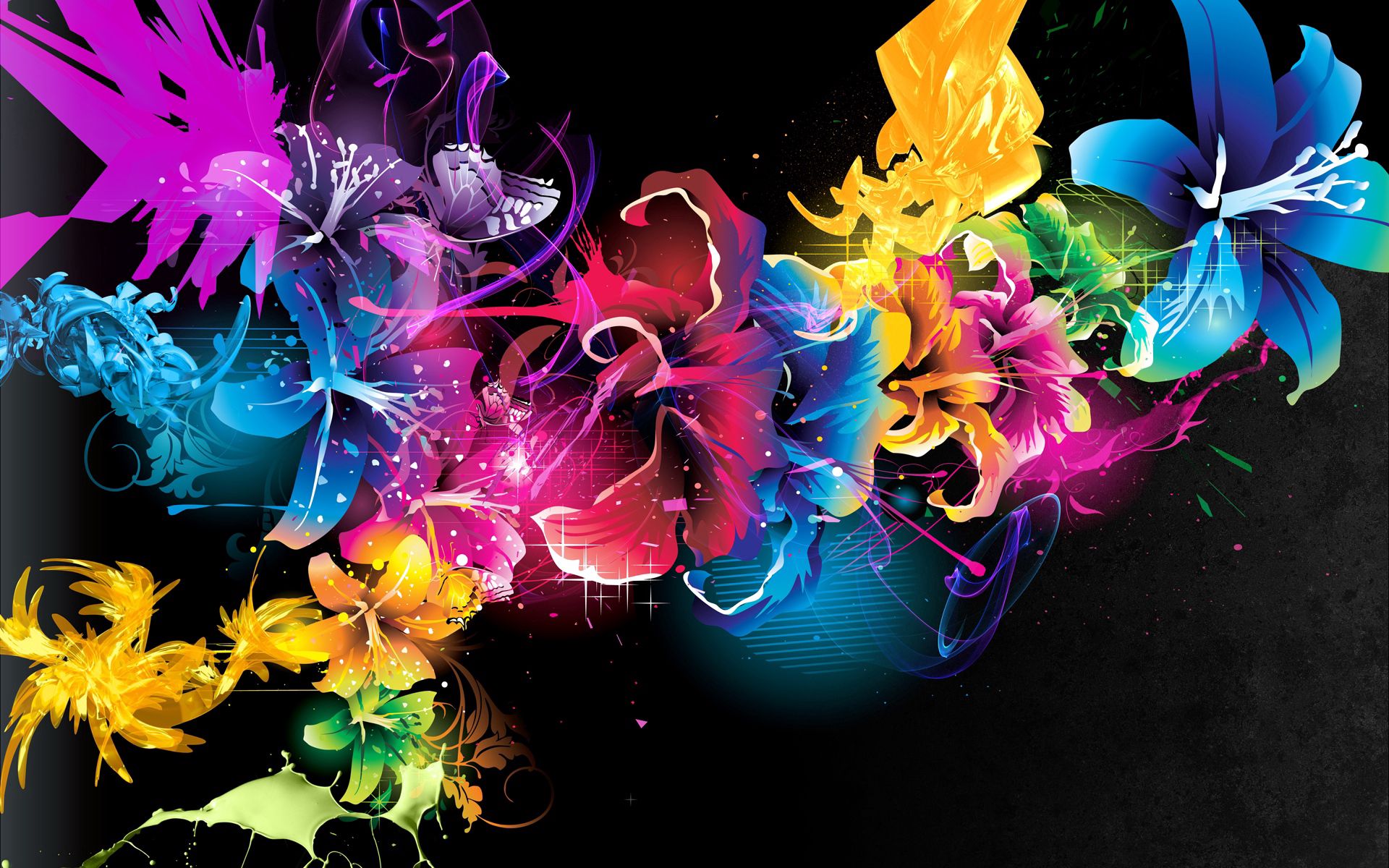 Descarga gratis la imagen Abstracción, Flores, Brillante, Abigarrado, Fondo, Multicolor en el escritorio de tu PC