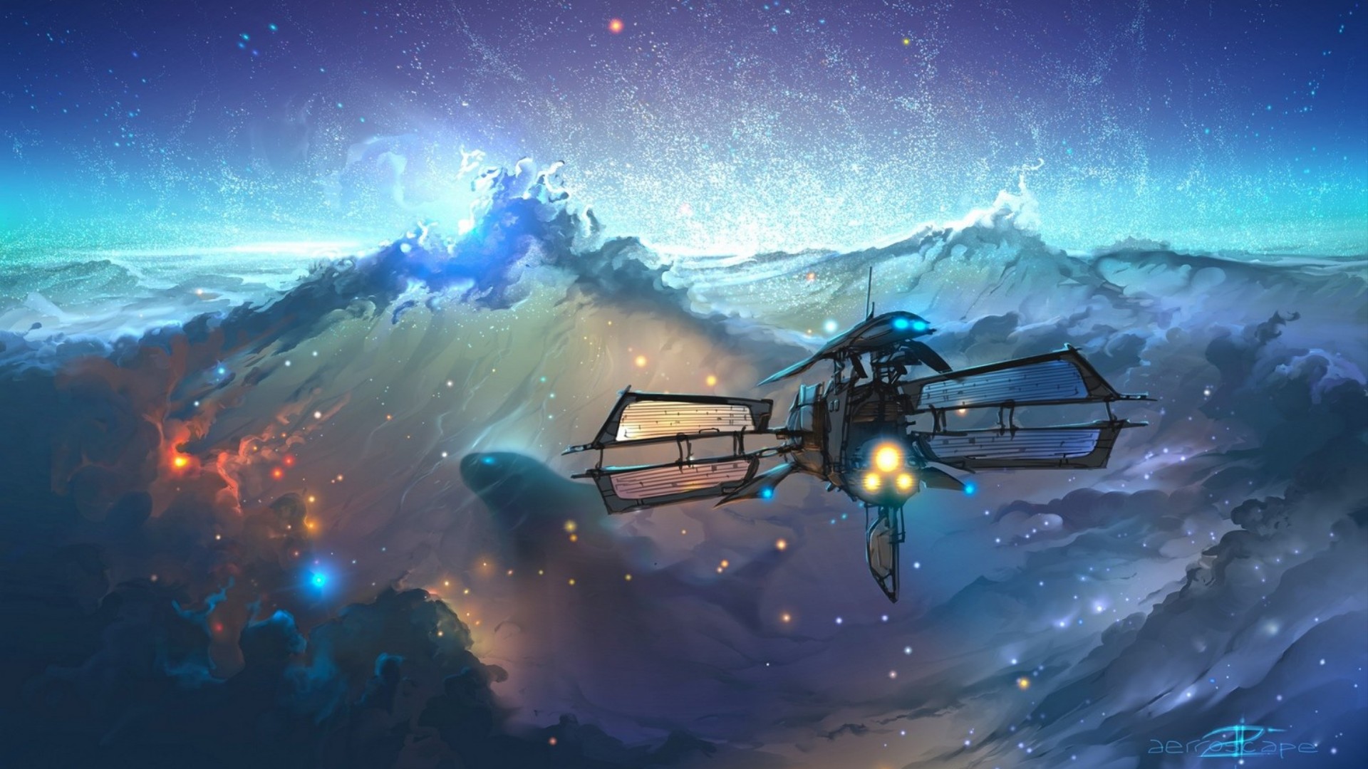 Download mobile wallpaper Sea, Sci Fi, Spaceship for free.