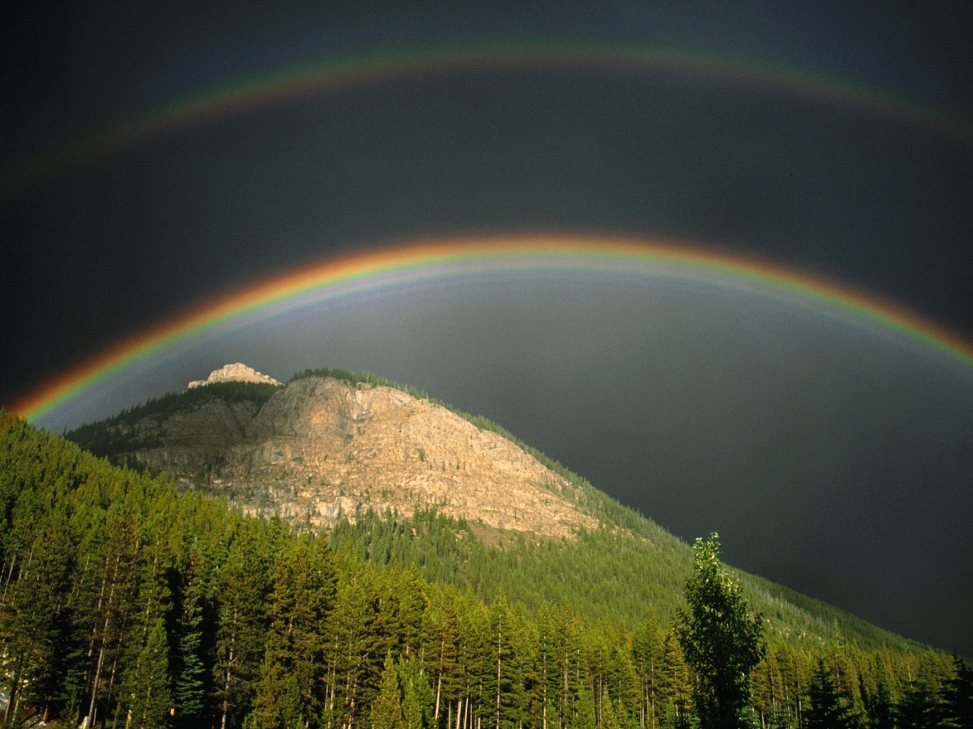 Free download wallpaper Landscape, Mountains, Rainbow on your PC desktop