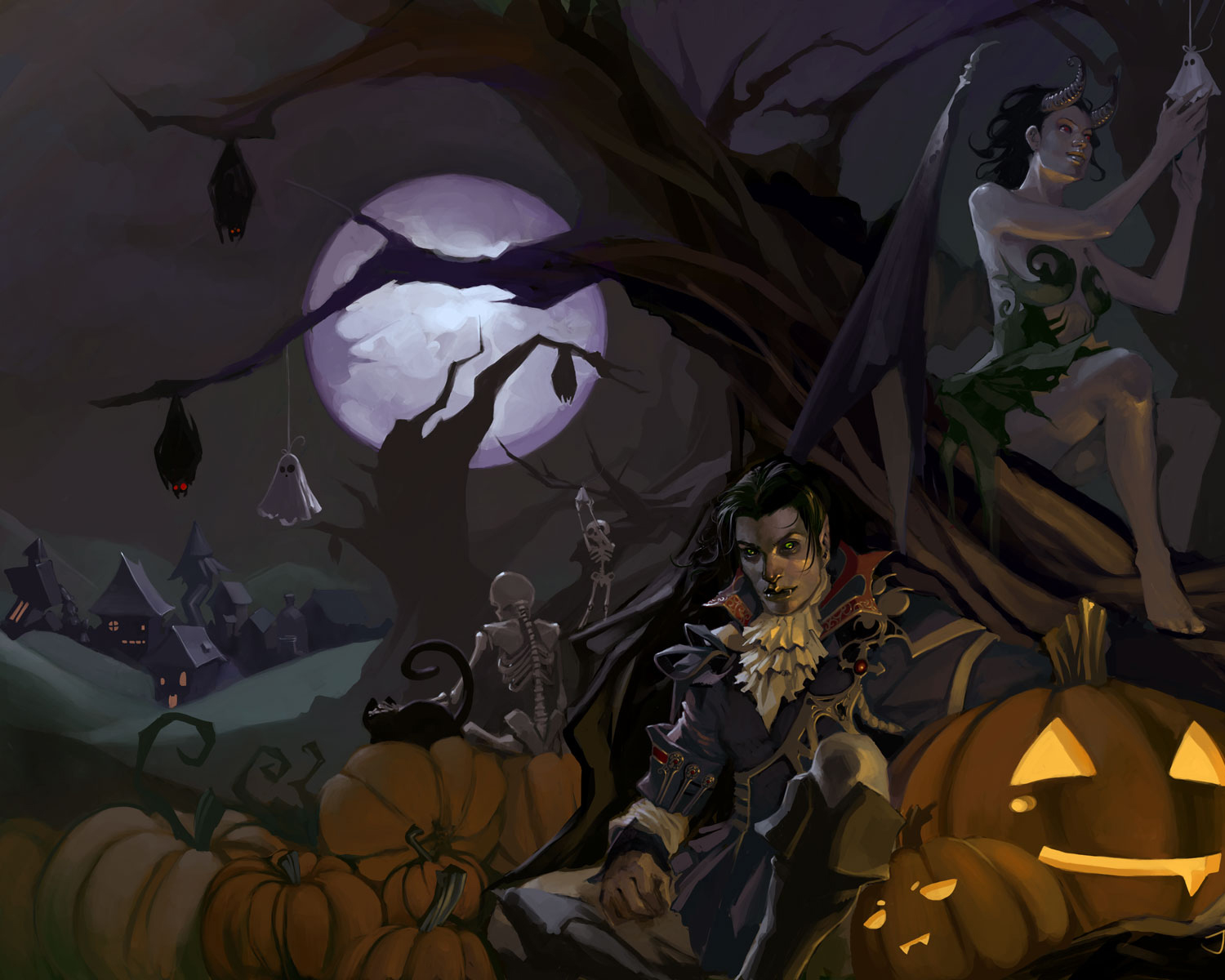 Download mobile wallpaper Halloween, Dark, Holiday, Vampire for free.