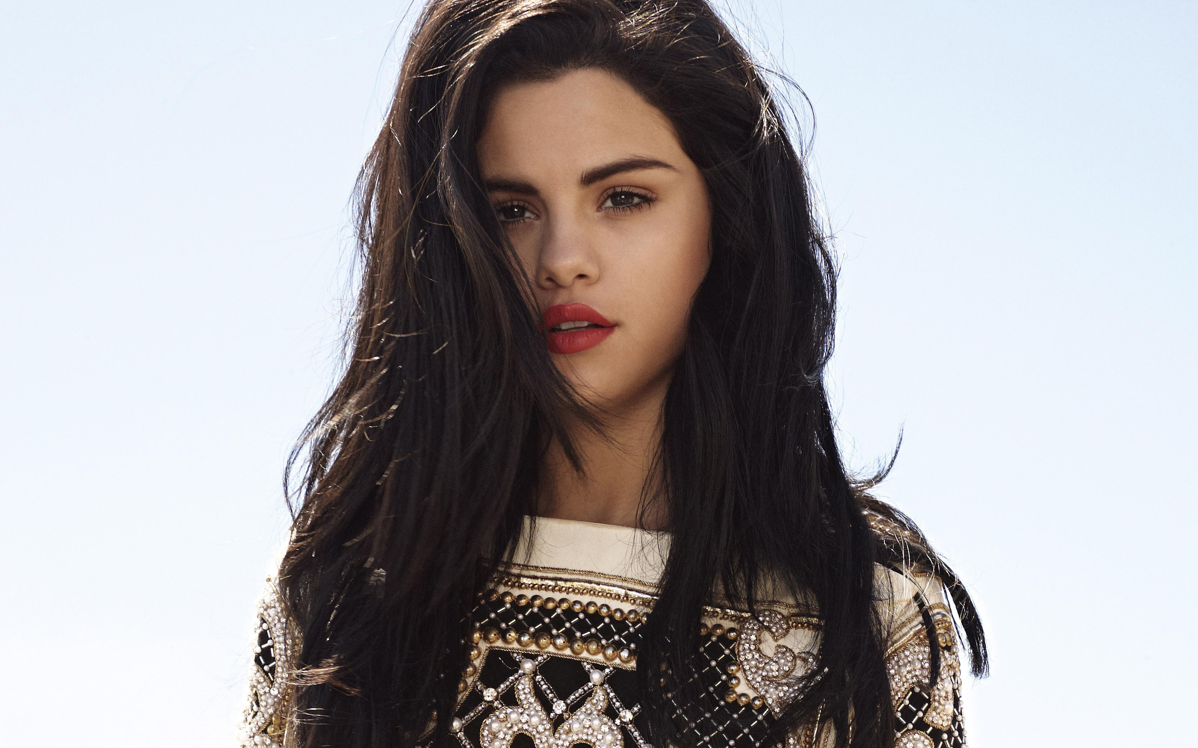 Download mobile wallpaper Music, Selena Gomez, Singer, Face, American, Black Hair, Actress, Lipstick for free.