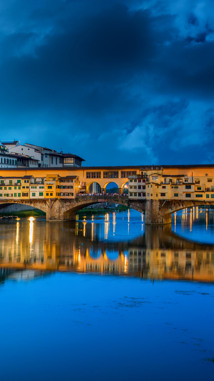 Baixar papel de parede para celular de Pontes, Noite, Itália, Luz, Ponte, Florença, Ponte Vecchio, Leve, Feito Pelo Homem gratuito.