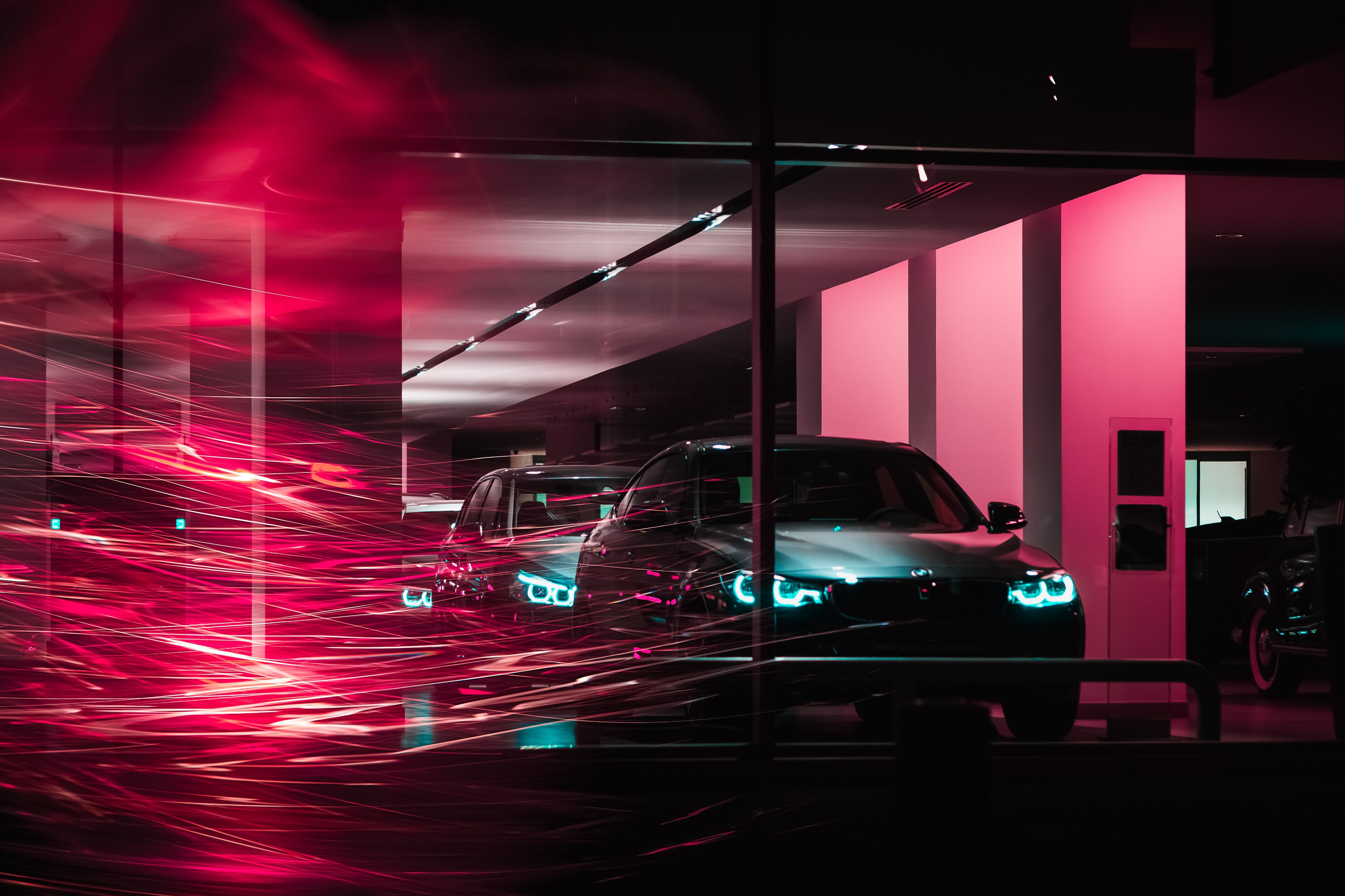 Download mobile wallpaper Long Term Exposure, Shine, Cars, Light, Lines, Bmw for free.
