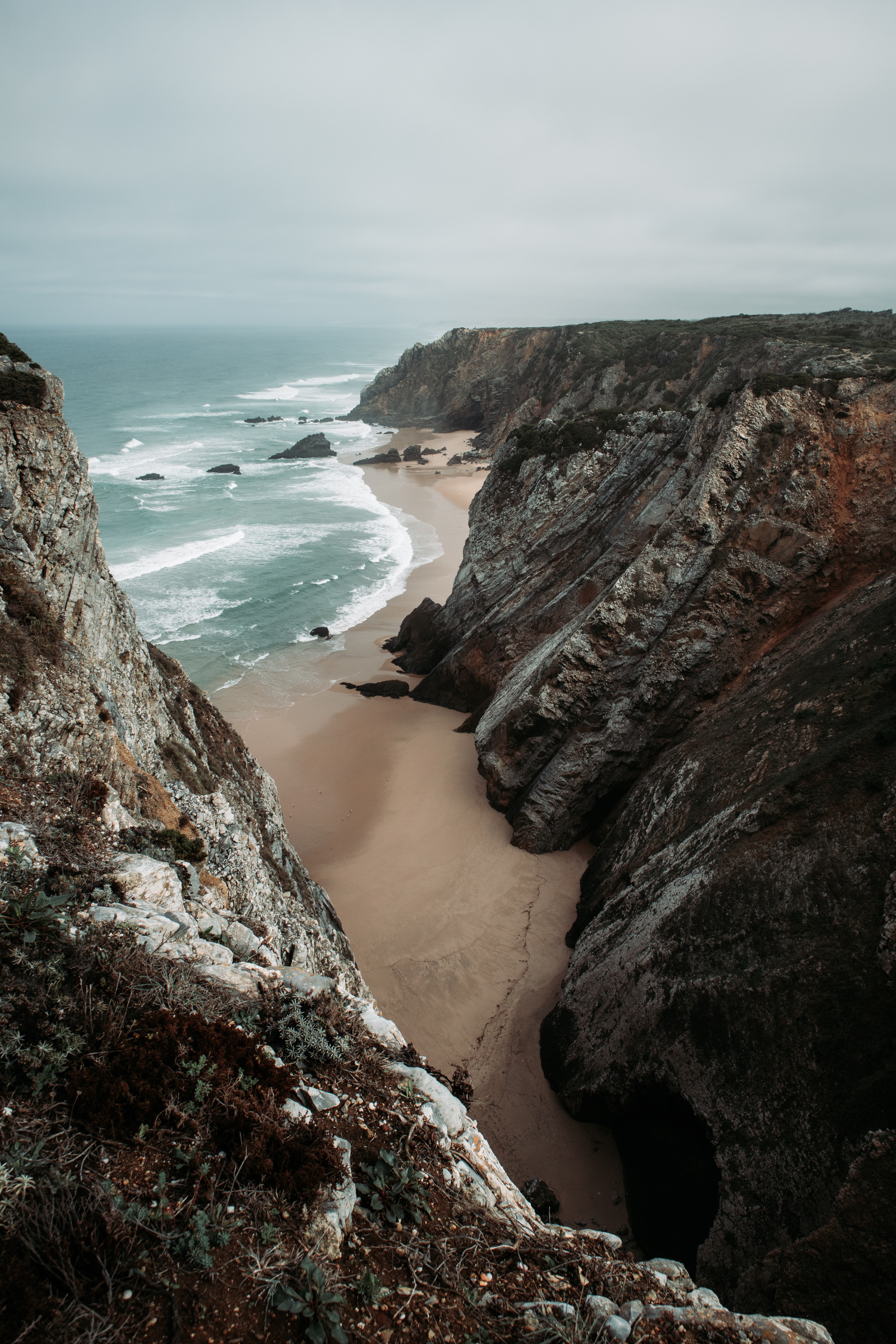 rocks, sea, nature, sand, coast, surf 4K, Ultra HD