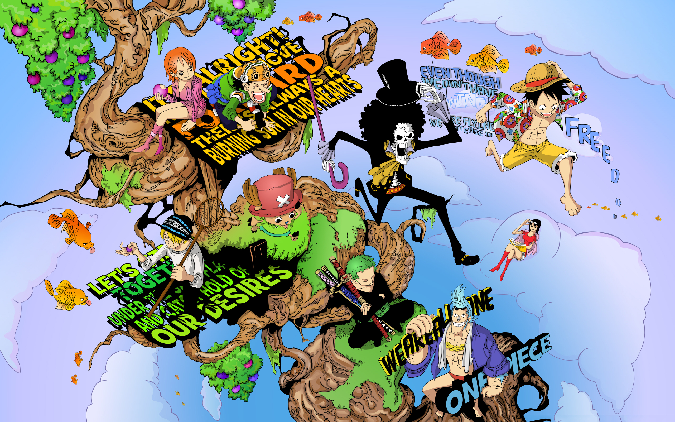 Скачати мобільні шпалери Брук (One Piece), Френкі (One Piece), Намі (One Piece), Ніко Робін, Ророноа Зоро, Санджі (One Piece), Тоні Тоні Чоппер, Усопп (One Piece), Манкі Д Луффі, Ван Піс, Аніме безкоштовно.