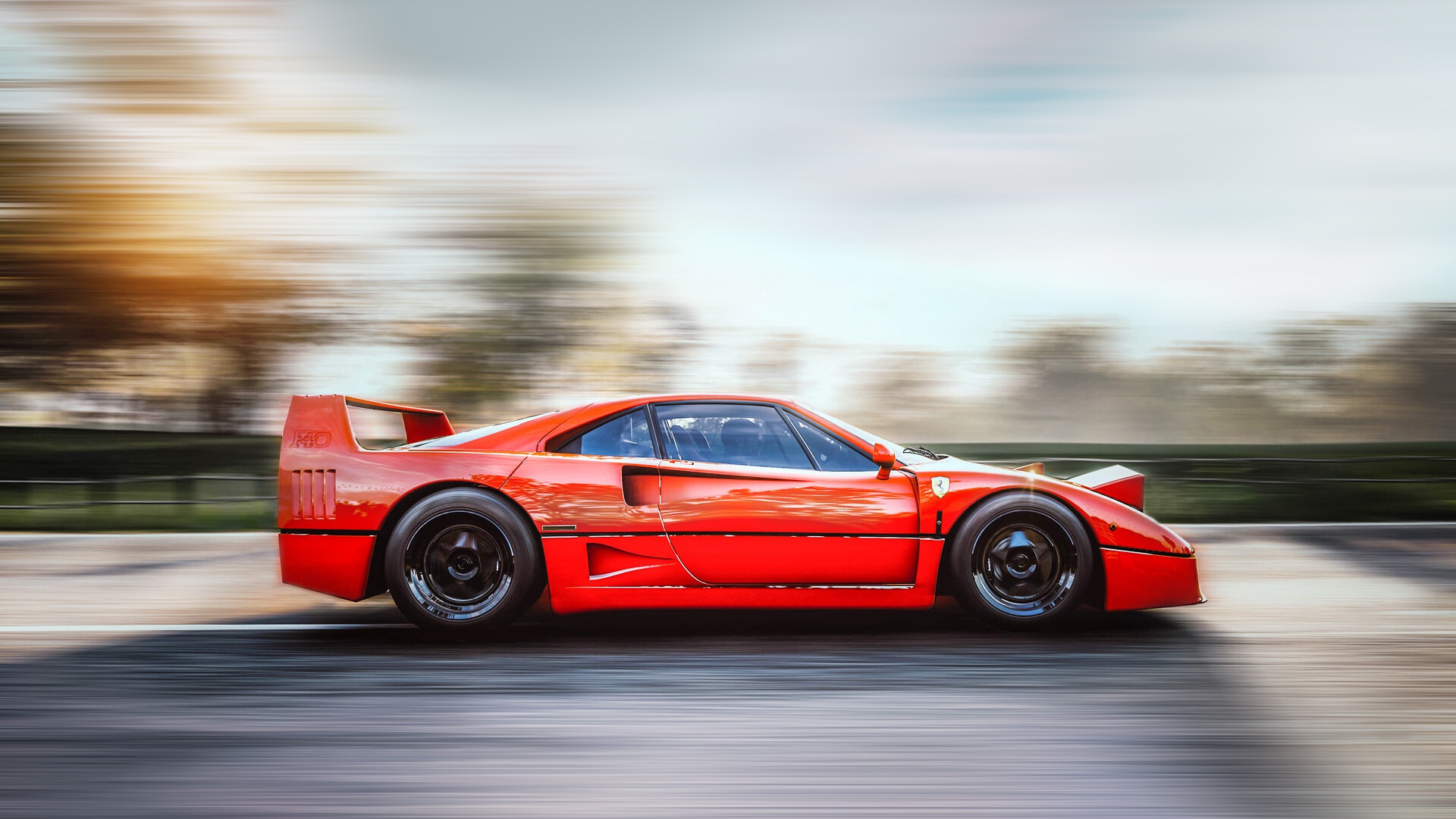 Free download wallpaper Ferrari, Car, Ferrari F40, Vehicles, Motion Blur on your PC desktop