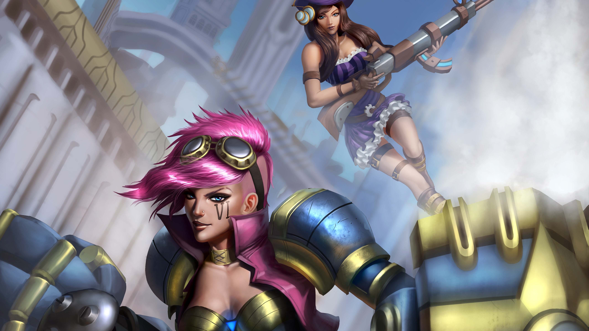 Download mobile wallpaper League Of Legends, Video Game, Caitlyn (League Of Legends), Vi (League Of Legends) for free.