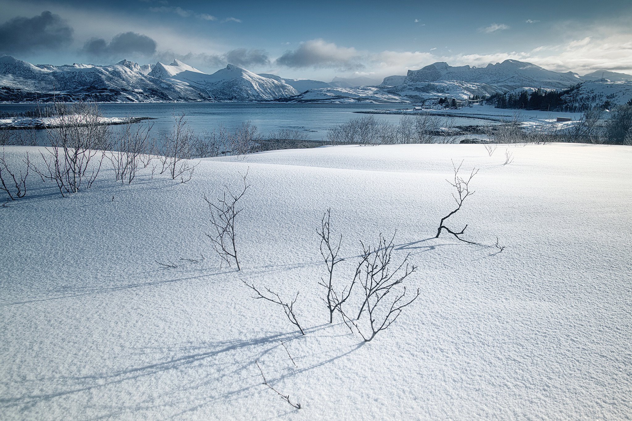 Download mobile wallpaper Winter, Snow, Lake, Earth, Norway for free.