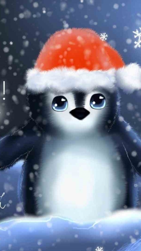 Скачати мобільні шпалери Різдво, Свято, Пінгвін, Щасливого Різдва безкоштовно.
