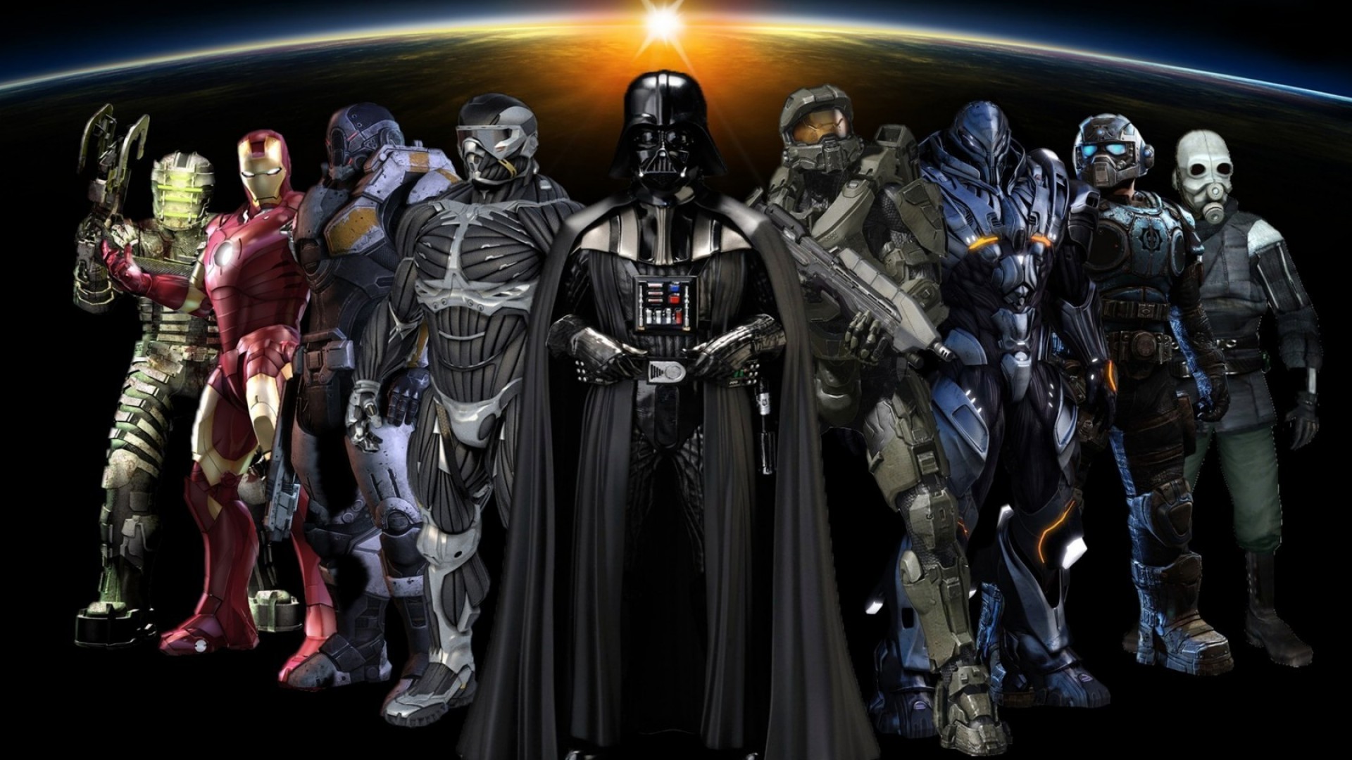 Free download wallpaper Iron Man, Collage, Video Game, Darth Vader on your PC desktop