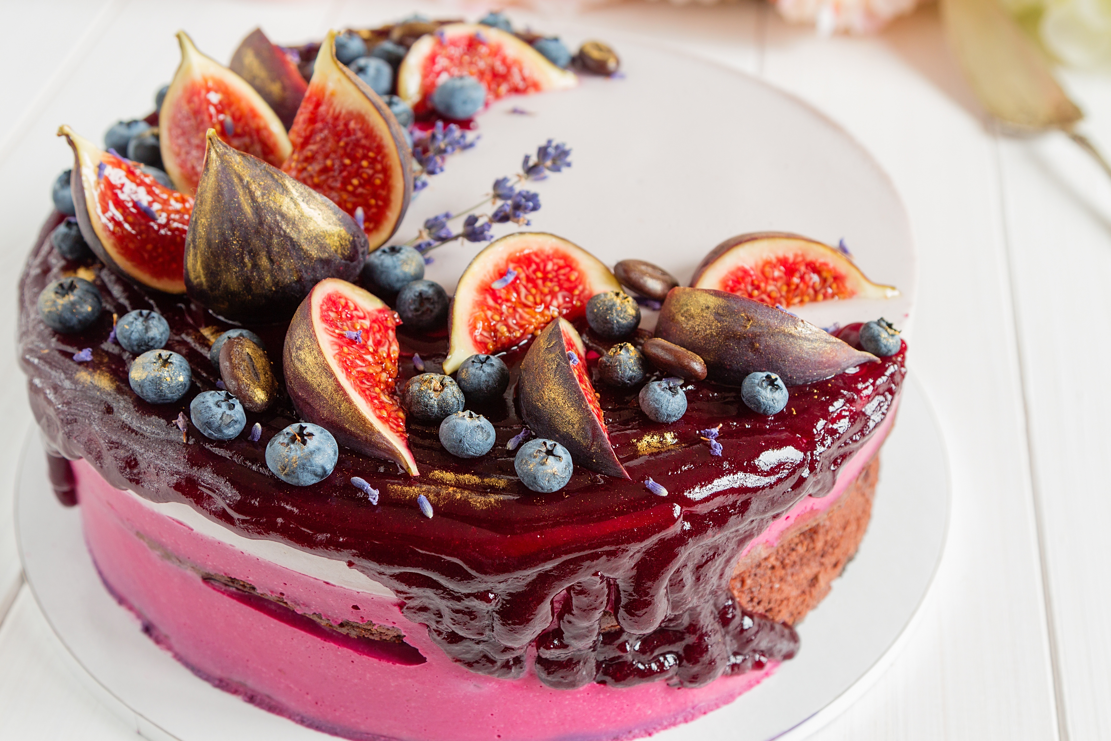 food, cake, blueberry, fig, pastry