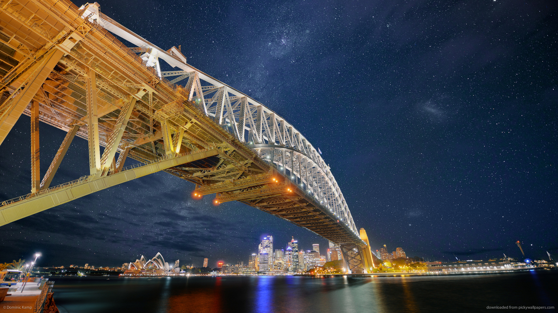 Download mobile wallpaper Night, City, Light, Bridge, Australia, Sydney Opera House, Man Made, Sydney Harbour Bridge, Sydney Harbour for free.