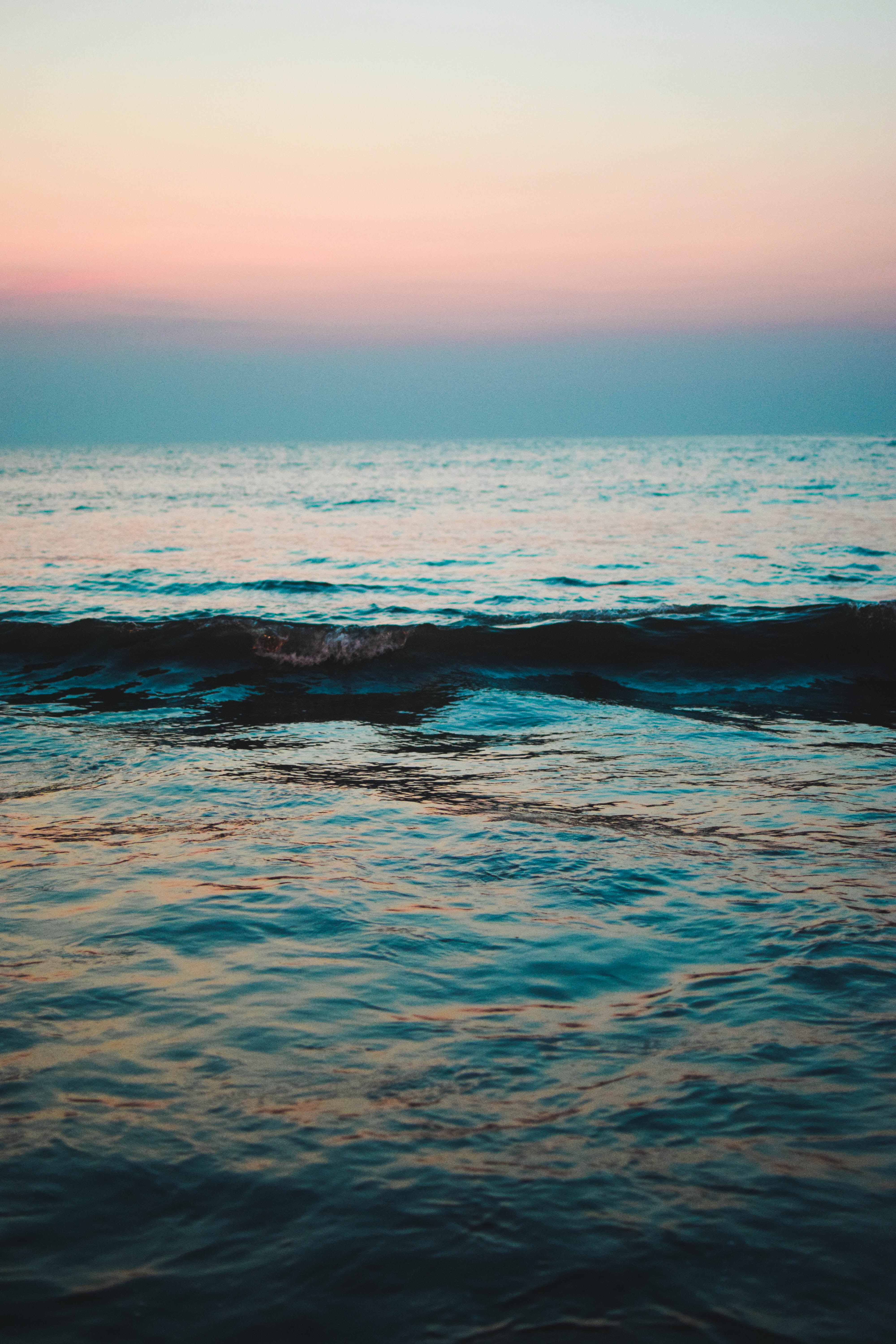nature, water, sea, twilight, waves, ripples, ripple, dusk Panoramic Wallpaper