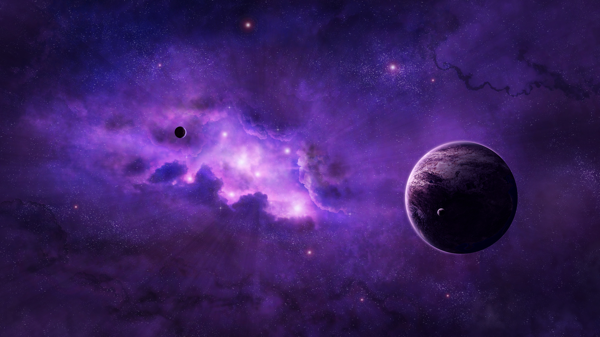 Скачать обои бесплатно Космос, Звезды, Туманность, Планета, Пурпурный, Научная Фантастика картинка на рабочий стол ПК