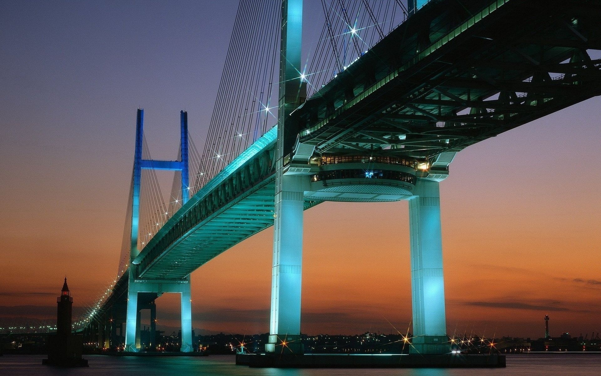 Download mobile wallpaper Yokohama Bay Bridge, Yokohama, Japan, Bridge, Bridges, Man Made for free.