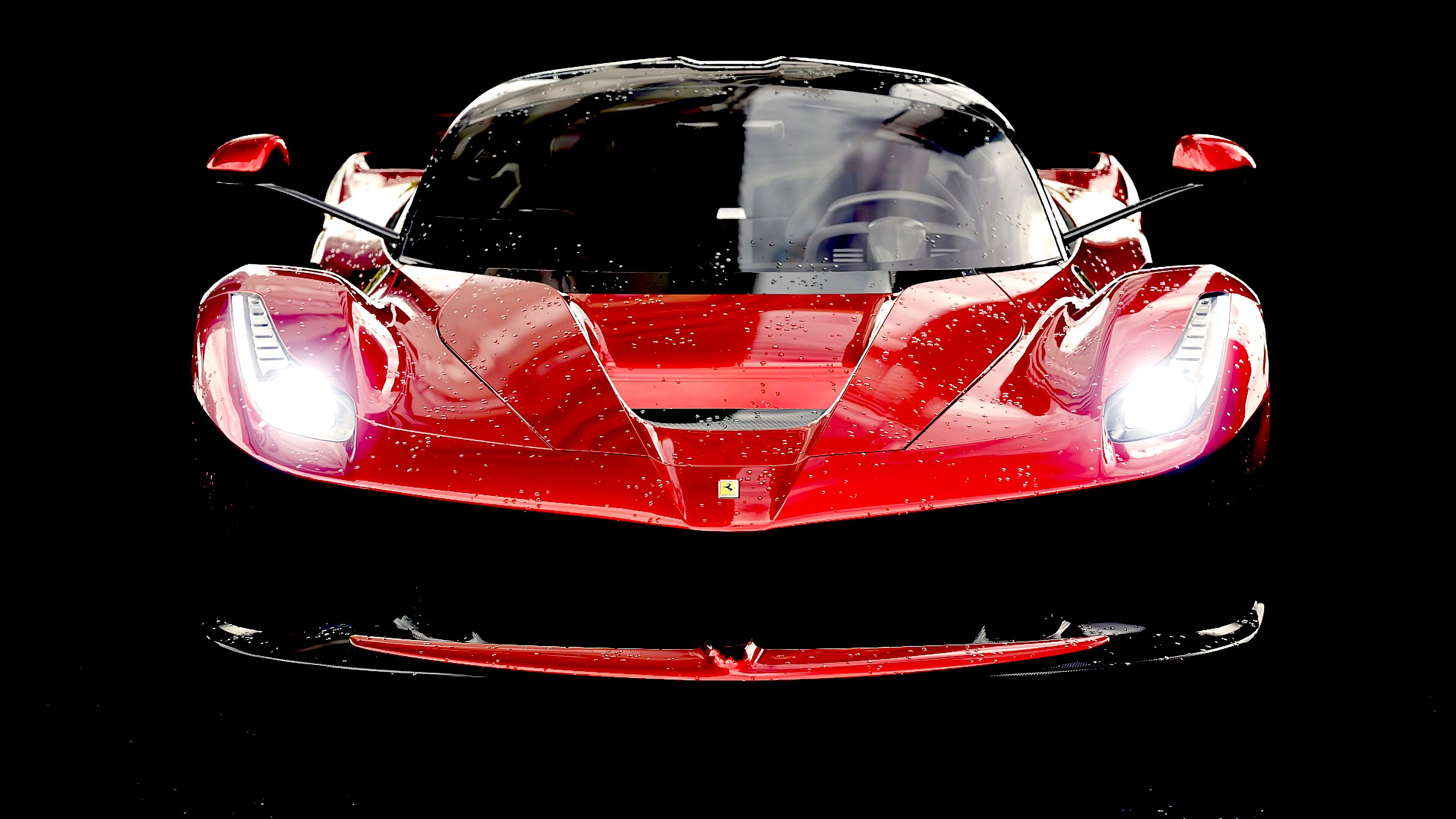 Скачать обои бесплатно Ferrari Laferrari, Тачки (Cars), Красный, Спорткар, Вид Спереди, Феррари (Ferrari) картинка на рабочий стол ПК