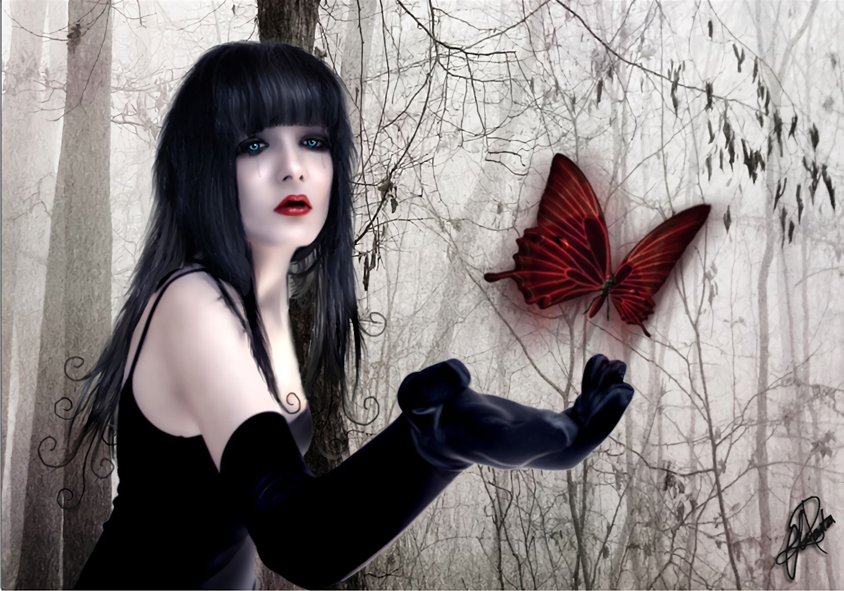 Laden Sie das Schmetterlinge, Fantasie, Gotisch, Frauen-Bild kostenlos auf Ihren PC-Desktop herunter