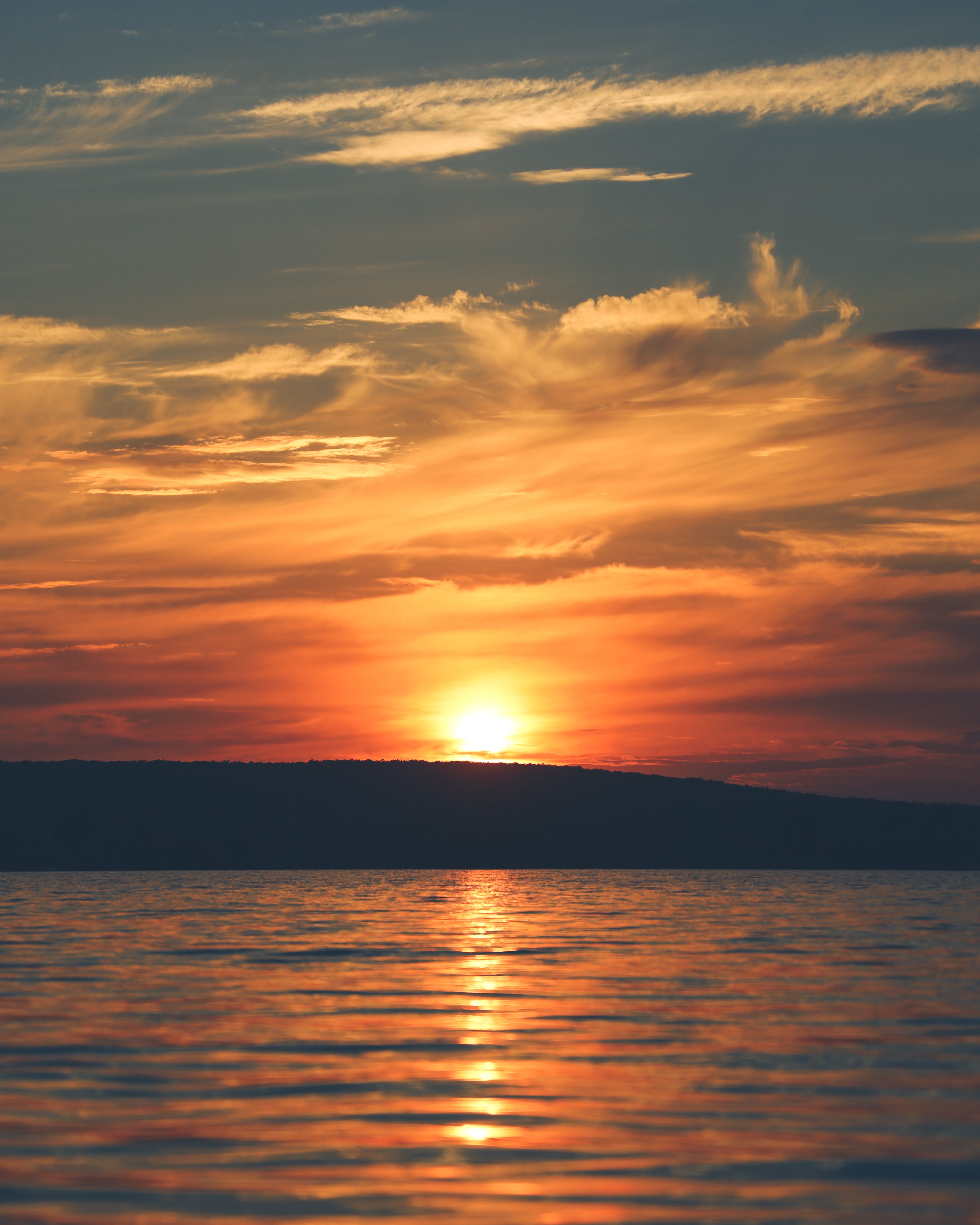 Free download wallpaper Water, Sunset, Nature, Sun, Horizon, Island on your PC desktop