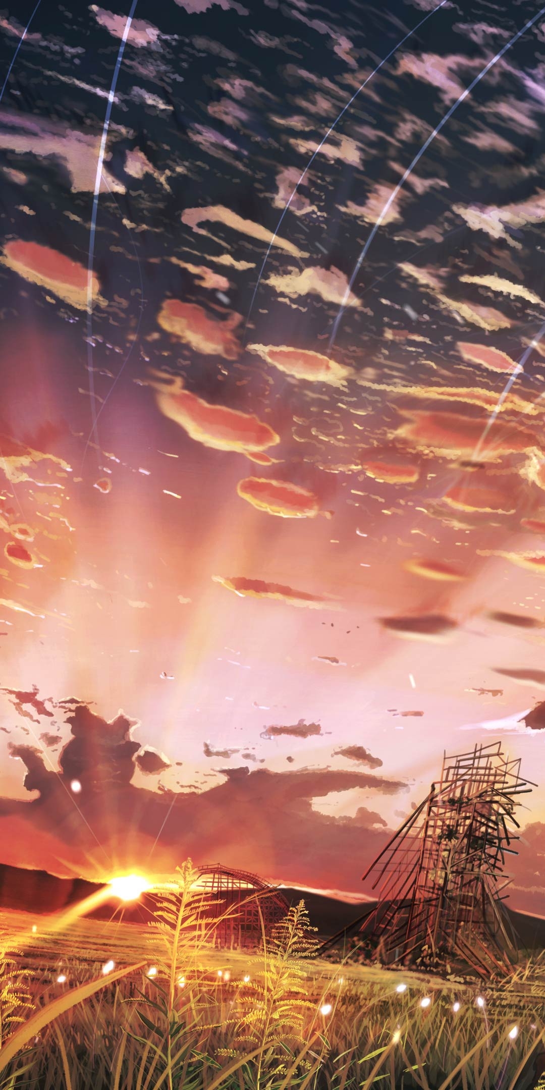 Handy-Wallpaper Wolke, Szene, Himmel, Sonnenuntergang, Szenisch, Animes kostenlos herunterladen.