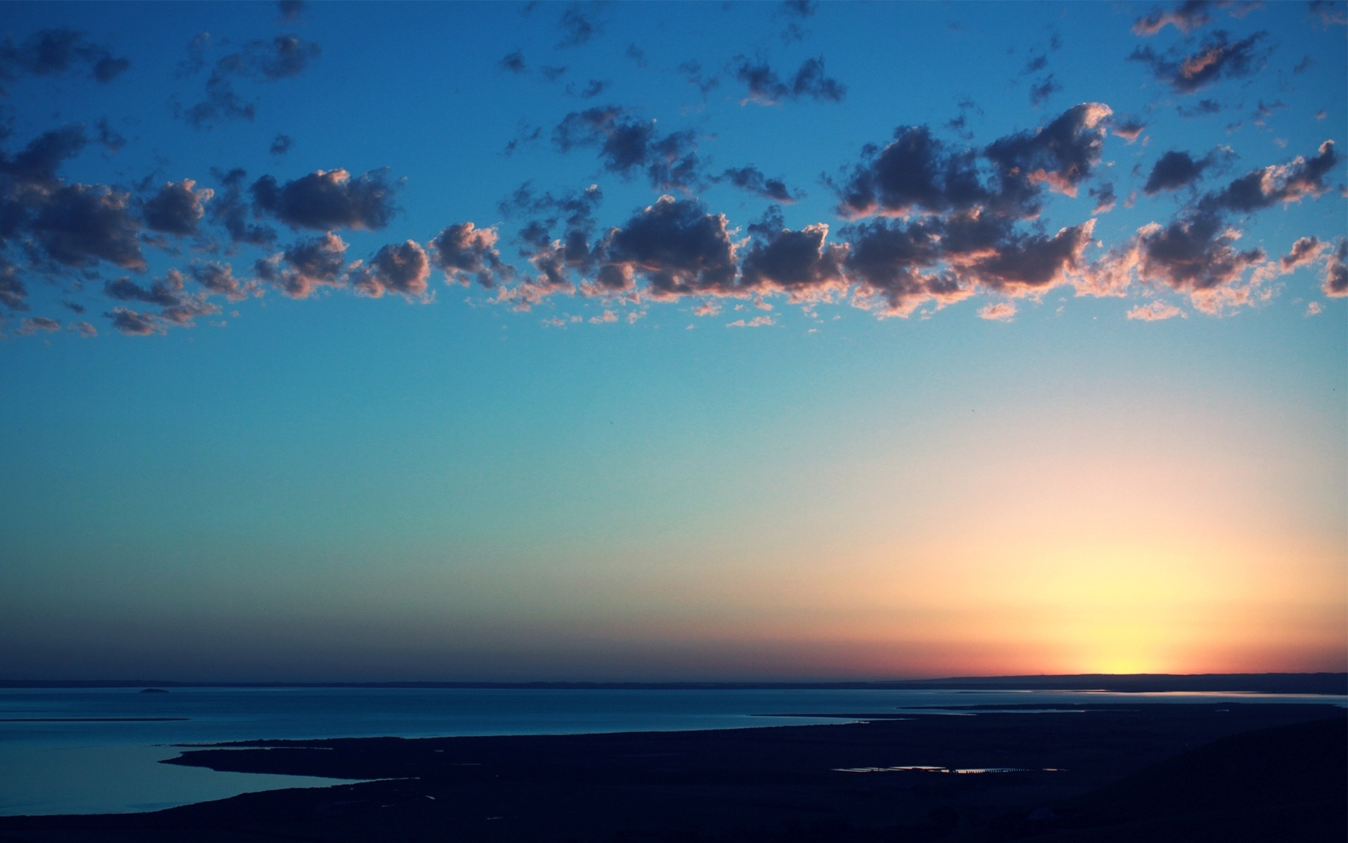 PCデスクトップに日没, 海, 雲, 風景画像を無料でダウンロード