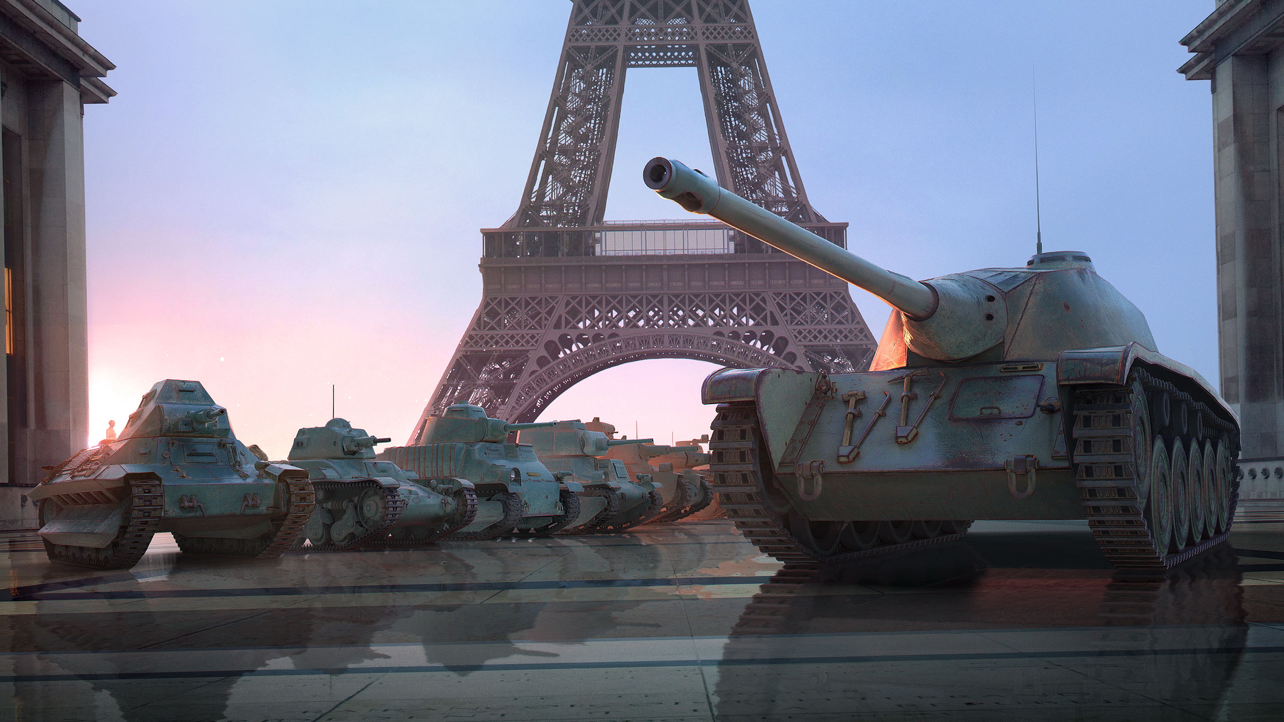 Handy-Wallpaper Eiffelturm, World Of Tanks, Panzer, Computerspiele kostenlos herunterladen.