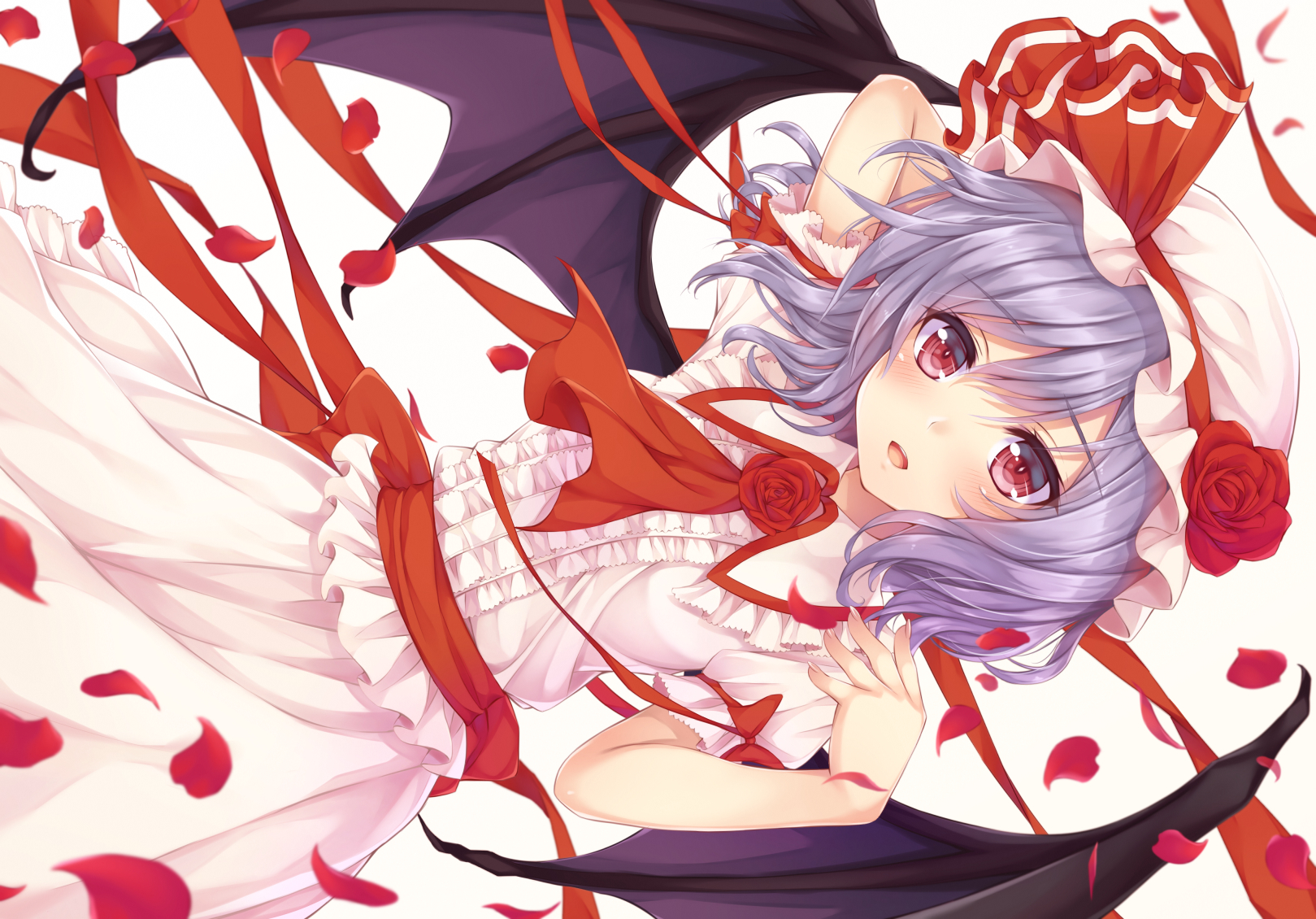 Baixe gratuitamente a imagem Anime, Chapéu, Corar, Olhos Vermelhos, Videogame, Remilia Scarlet, Touhou, Cabelo Curto, Cabelo Branco, Vestido Branco na área de trabalho do seu PC