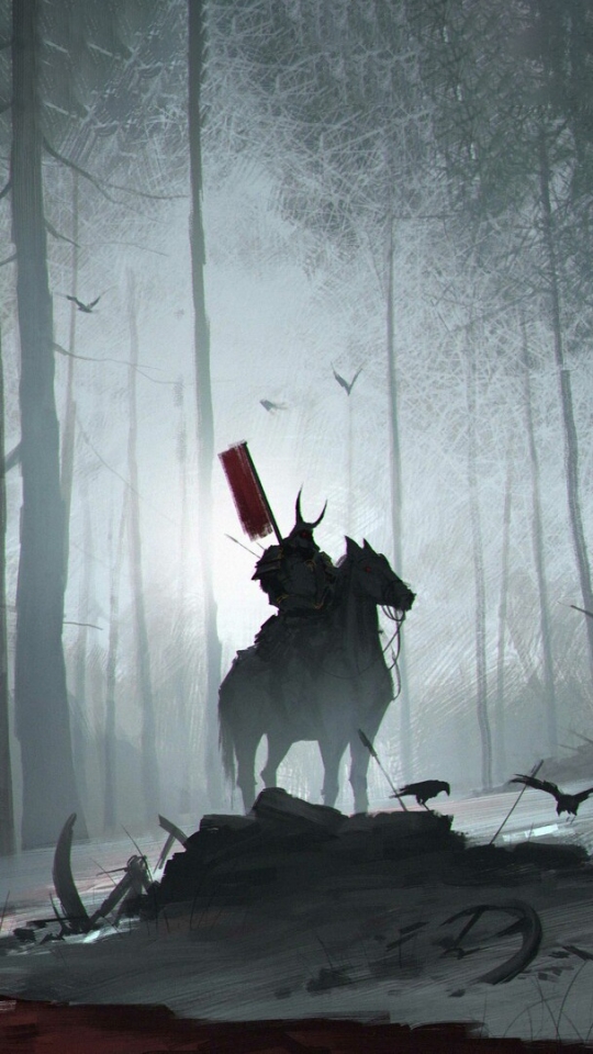 Download mobile wallpaper Fantasy, Warrior, Horse, Samurai for free.